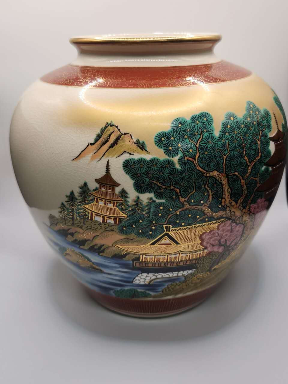 Hand-Painted Landscape Porcelain Vase