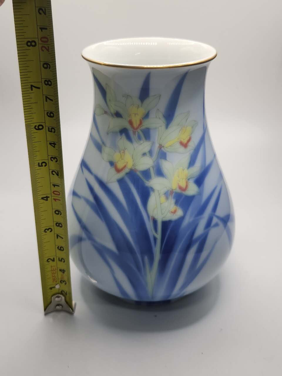 Japanese Hand-Painted Iris Porcelain Vase