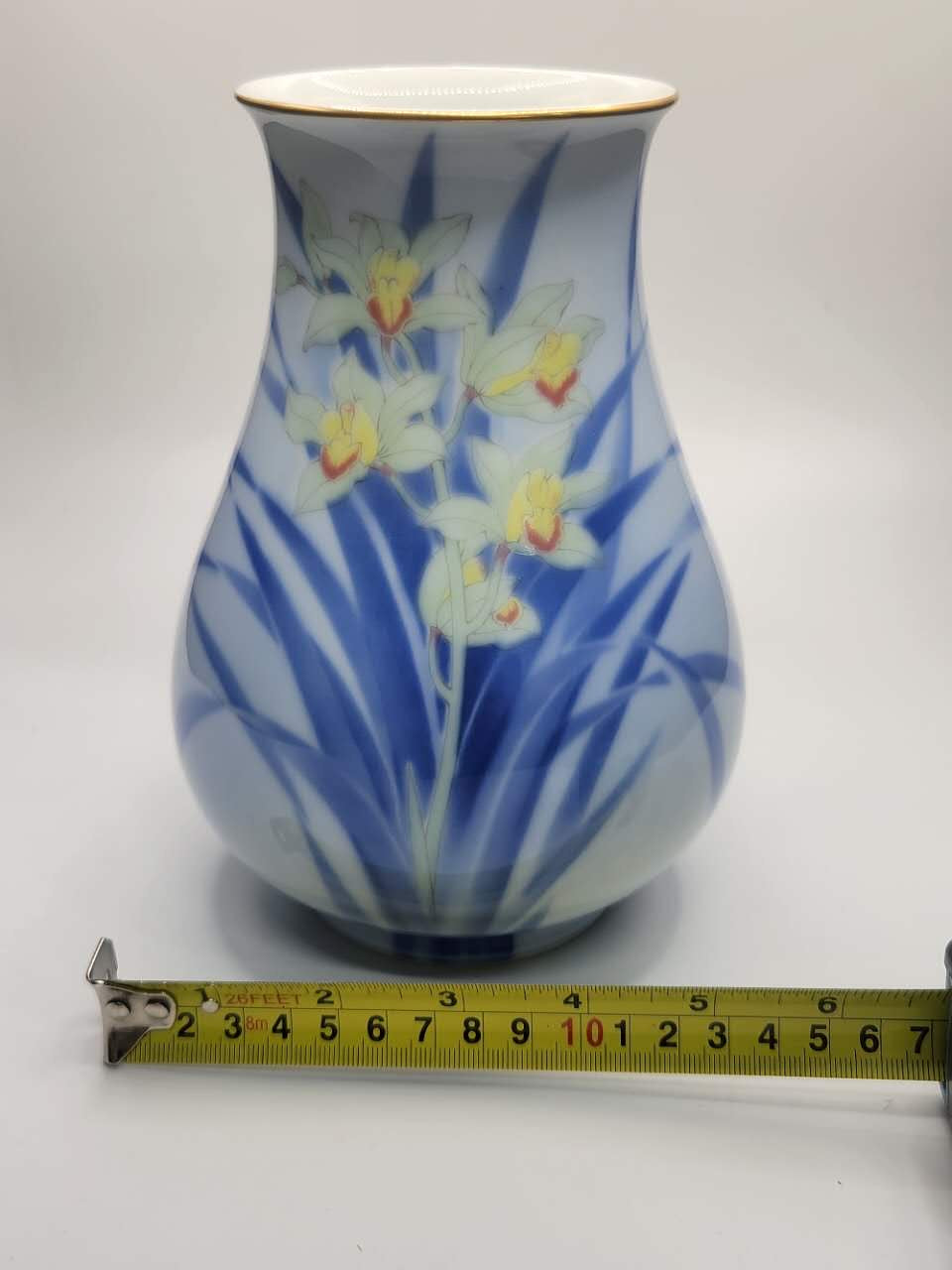 Japanese Hand-Painted Iris Porcelain Vase