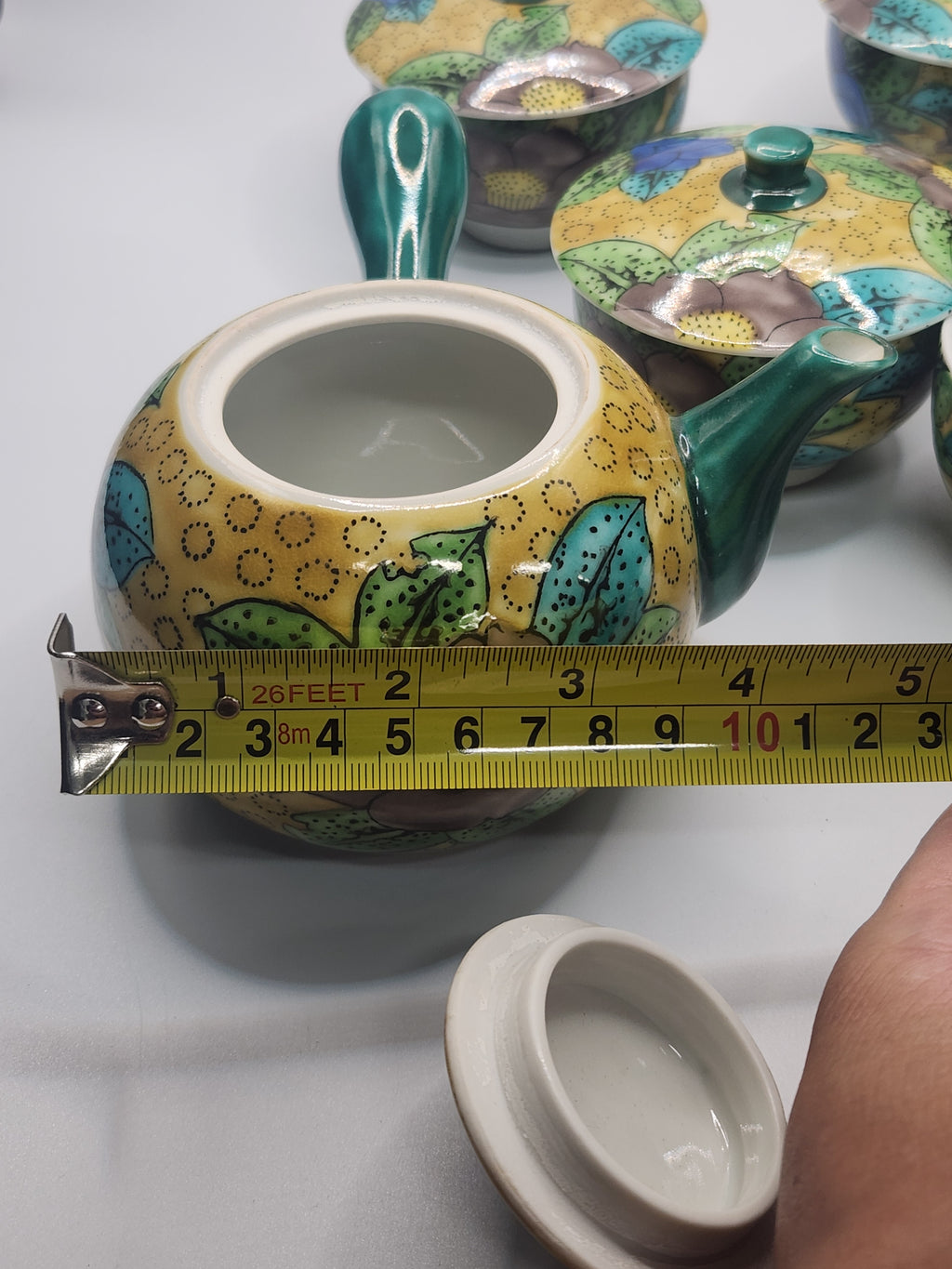 Kutani Ware Hand-Painted Floral Kyusu Tea Set | Teapot with Cups