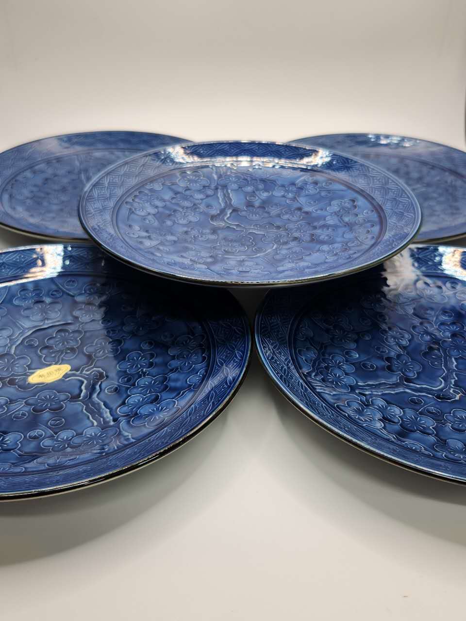 Handcrafted Indigo Blue Ceramic Plates Set
