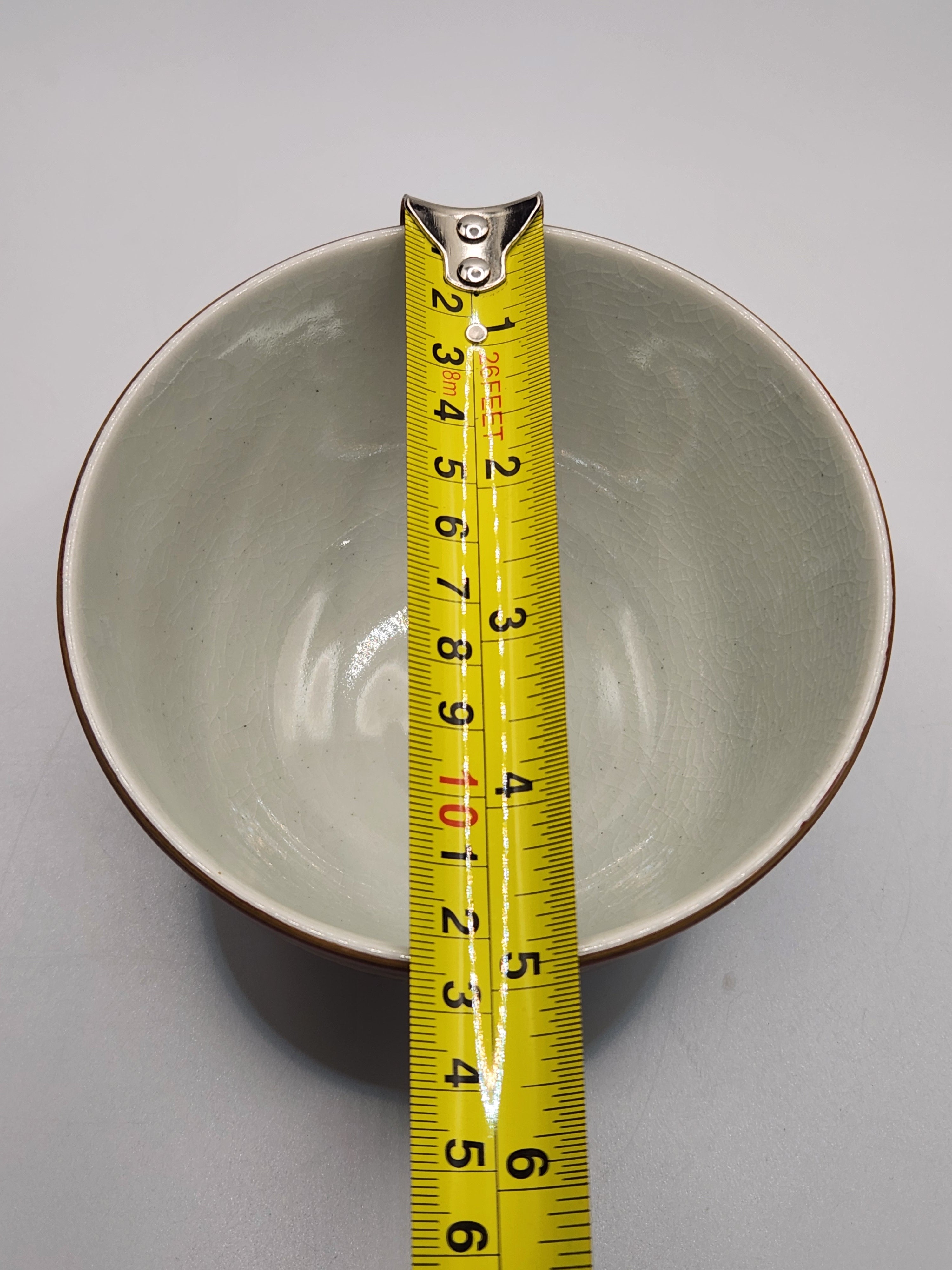 Hand-Painted Red-Ground Blue & Gold Porcelain Bowl