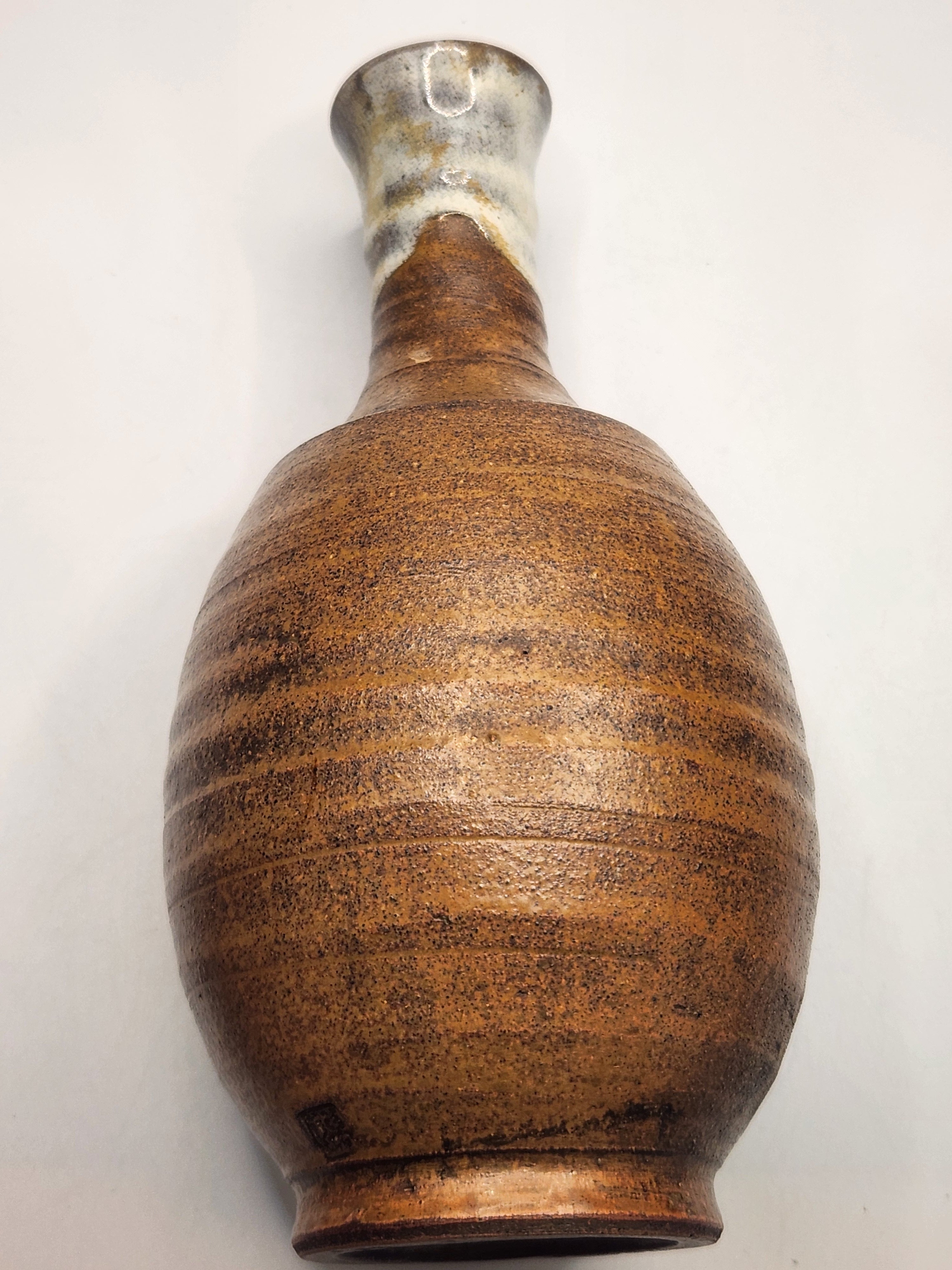 Japanese Hand-Thrown Rustic Ceramic Sake Bottle / Vase