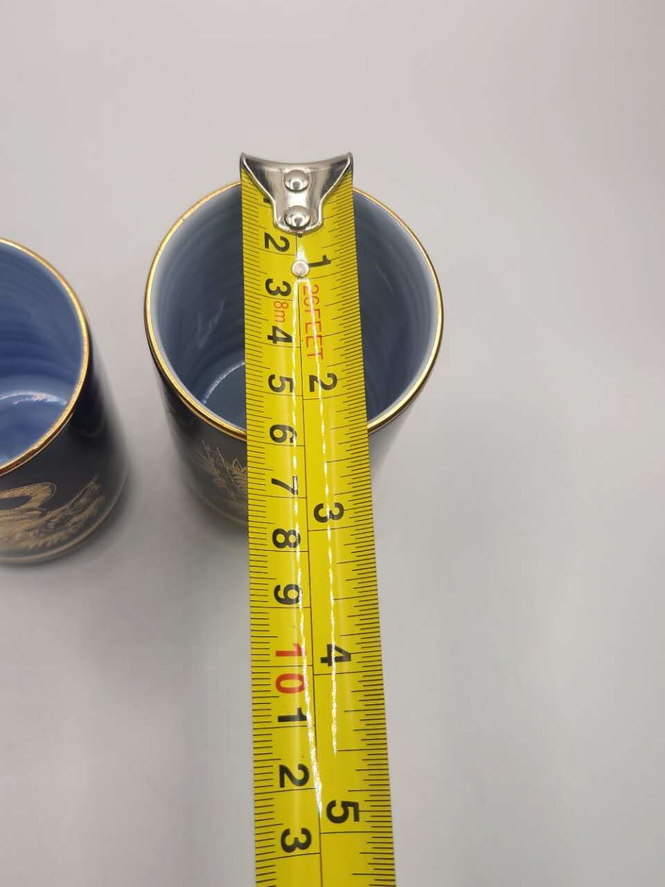 Midnight Blue Gold Shrimp Sake Cups – Pair Set