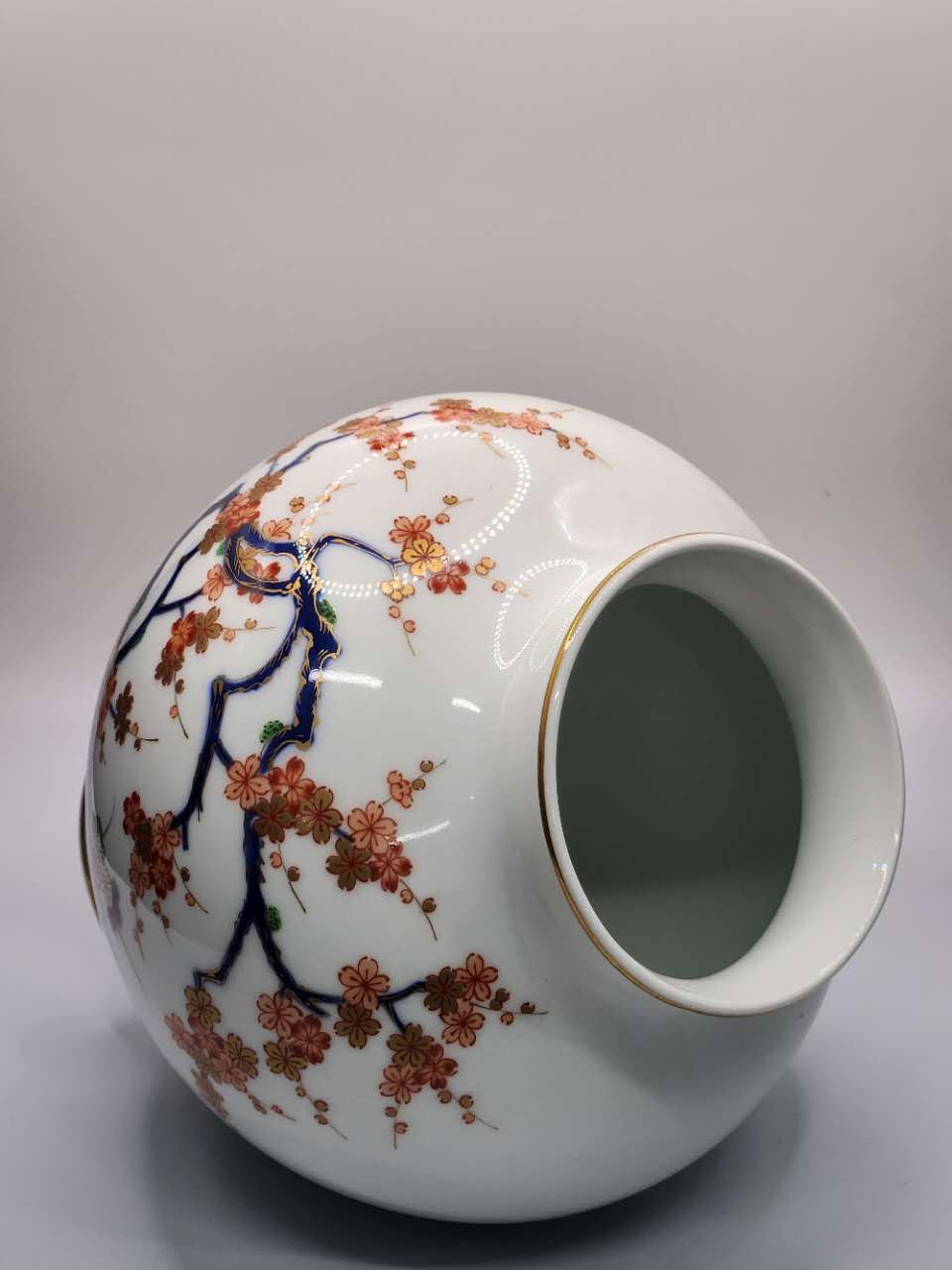 Hand-Painted Japanese Plum Blossom Porcelain Vase