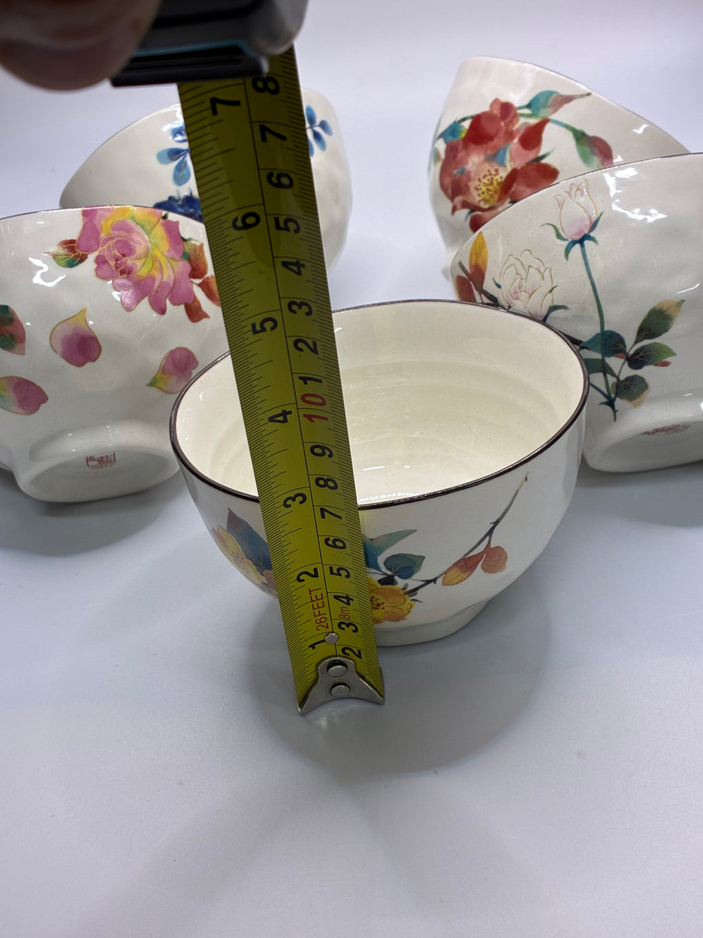 Mino Ware Floral Ceramic Bowl Set (5-Piece) – Japanese Style Tableware