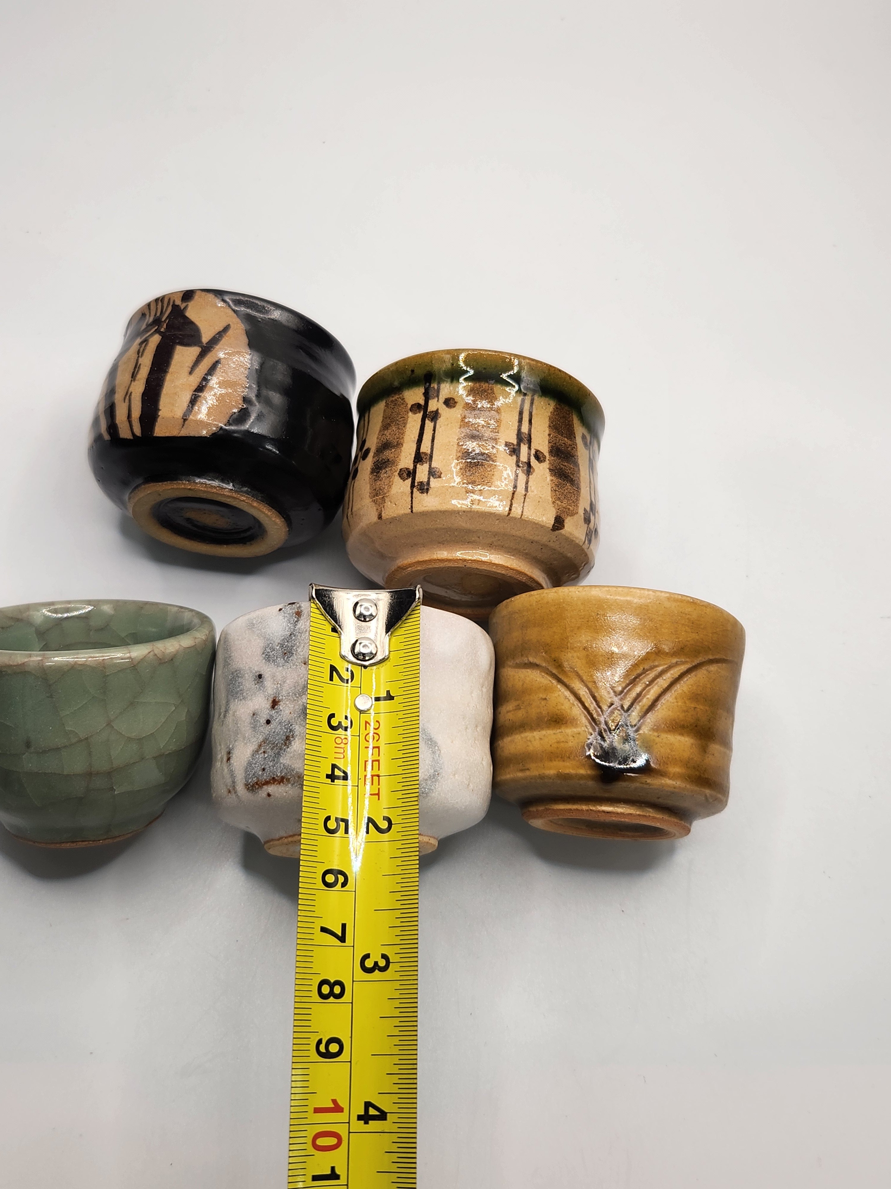Japanese Handmade Stoneware Sake Cup Set · Assorted Glaze (Set of 5)