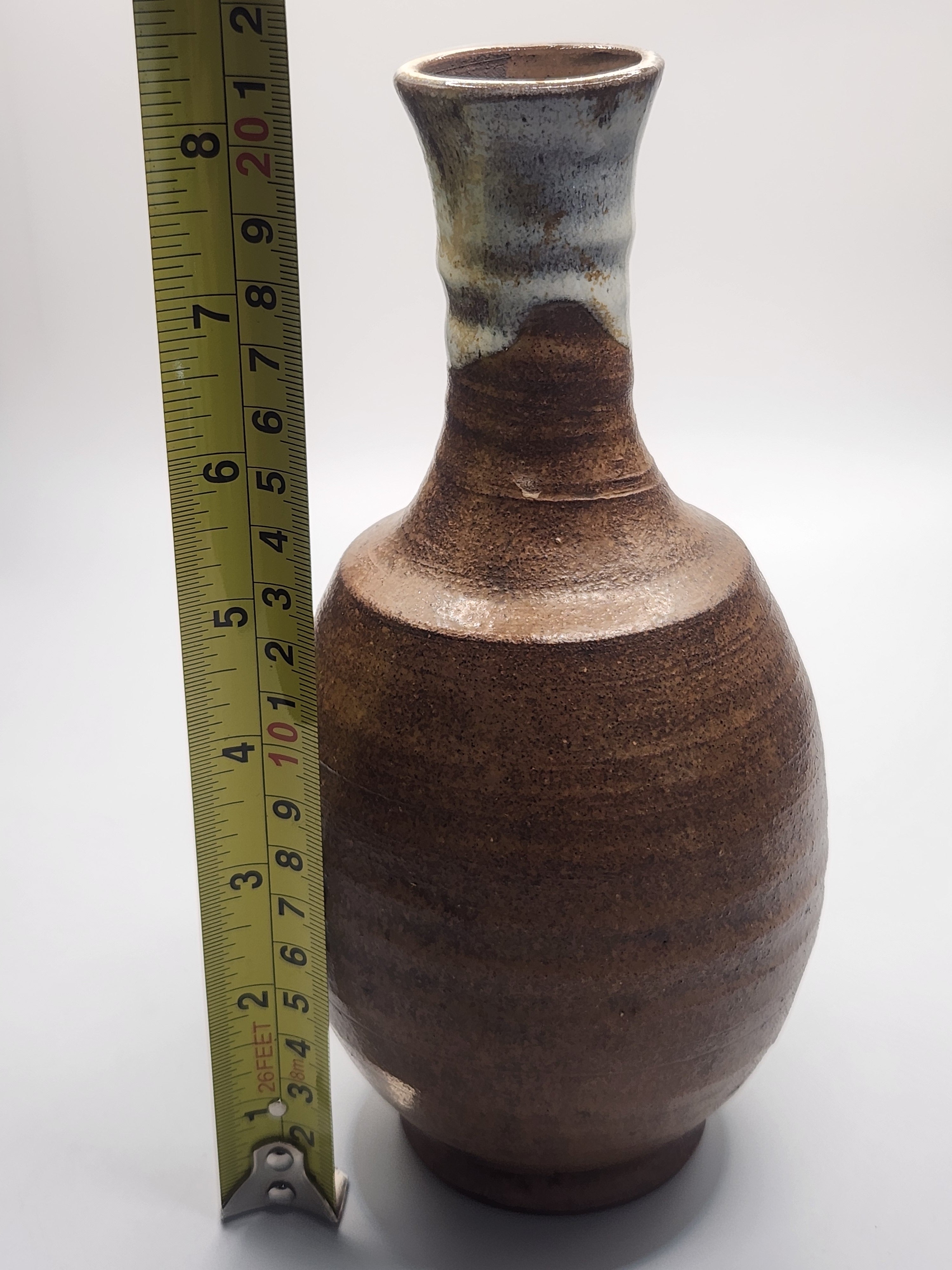 Japanese Hand-Thrown Rustic Ceramic Sake Bottle / Vase