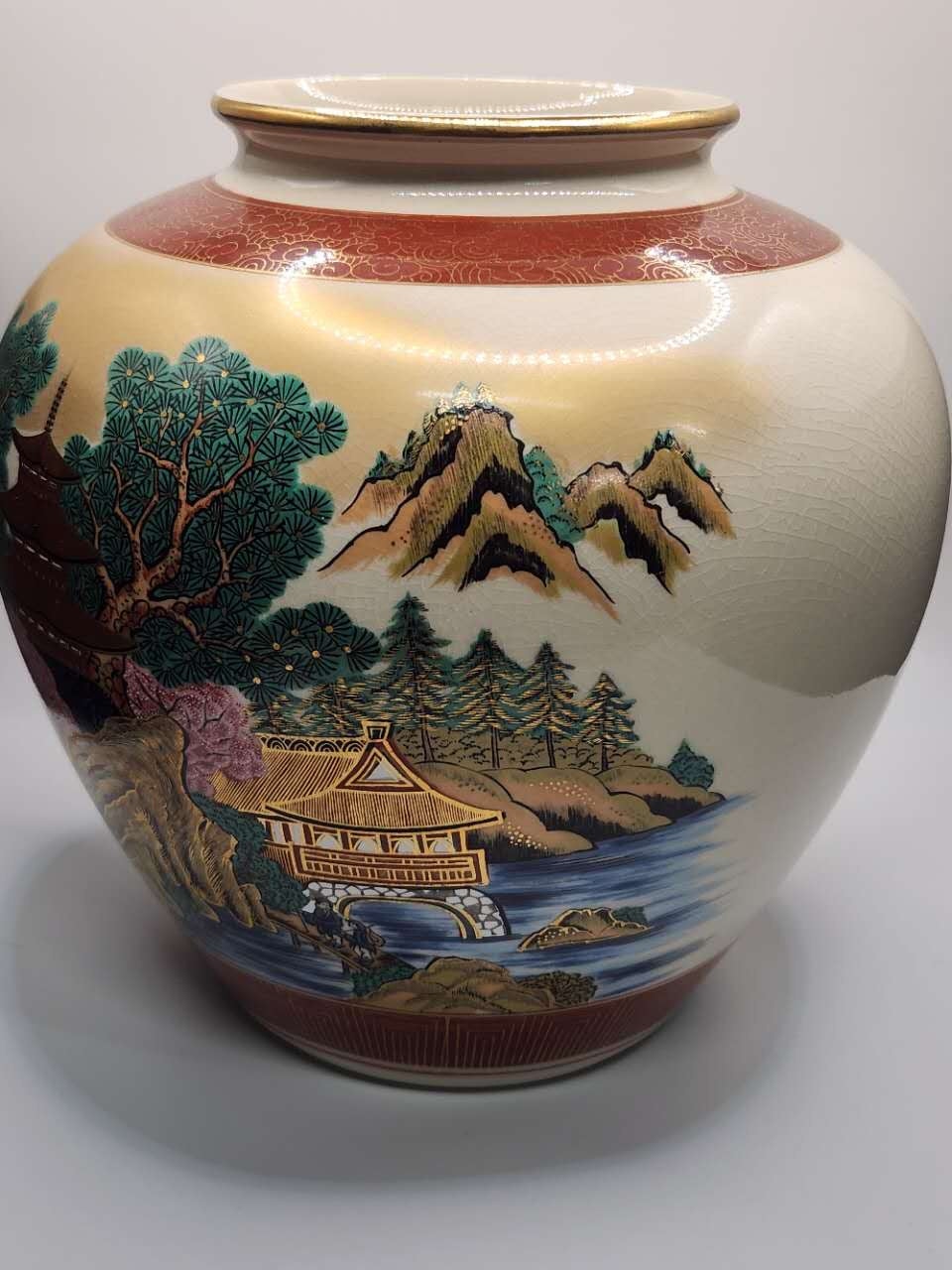 Hand-Painted Landscape Porcelain Vase