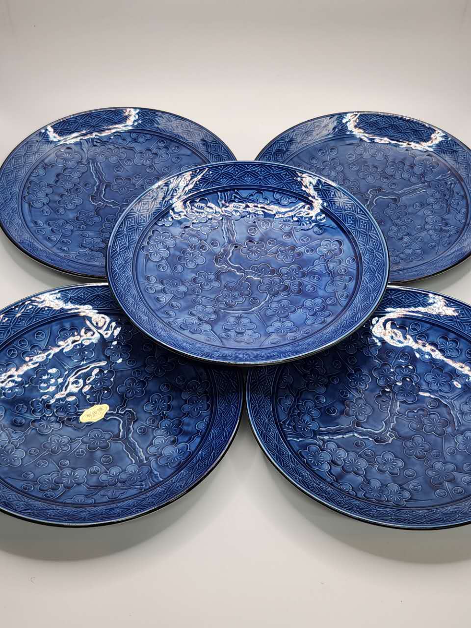 Handcrafted Indigo Blue Ceramic Plates Set