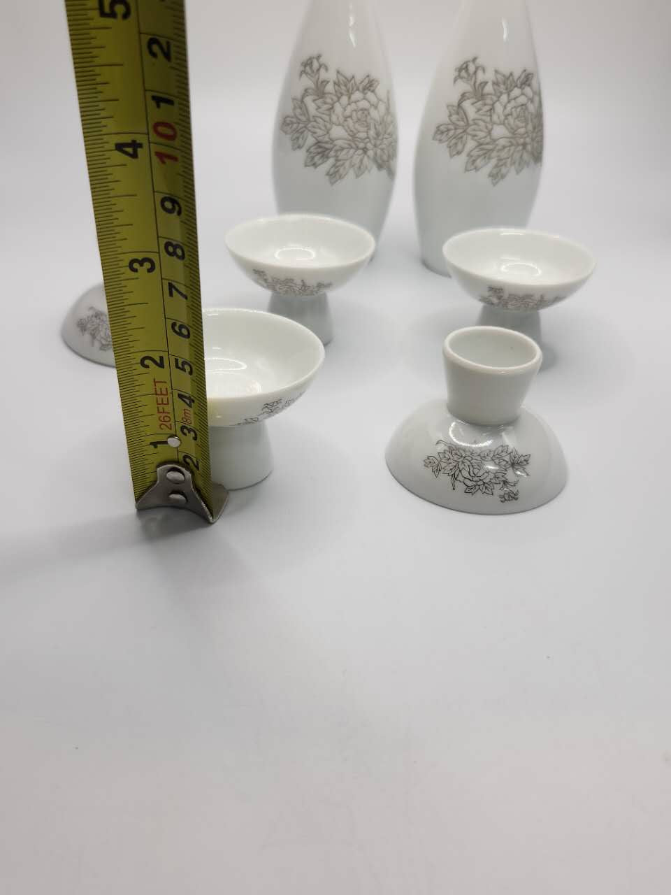 Sake Set with Silver Floral Motif