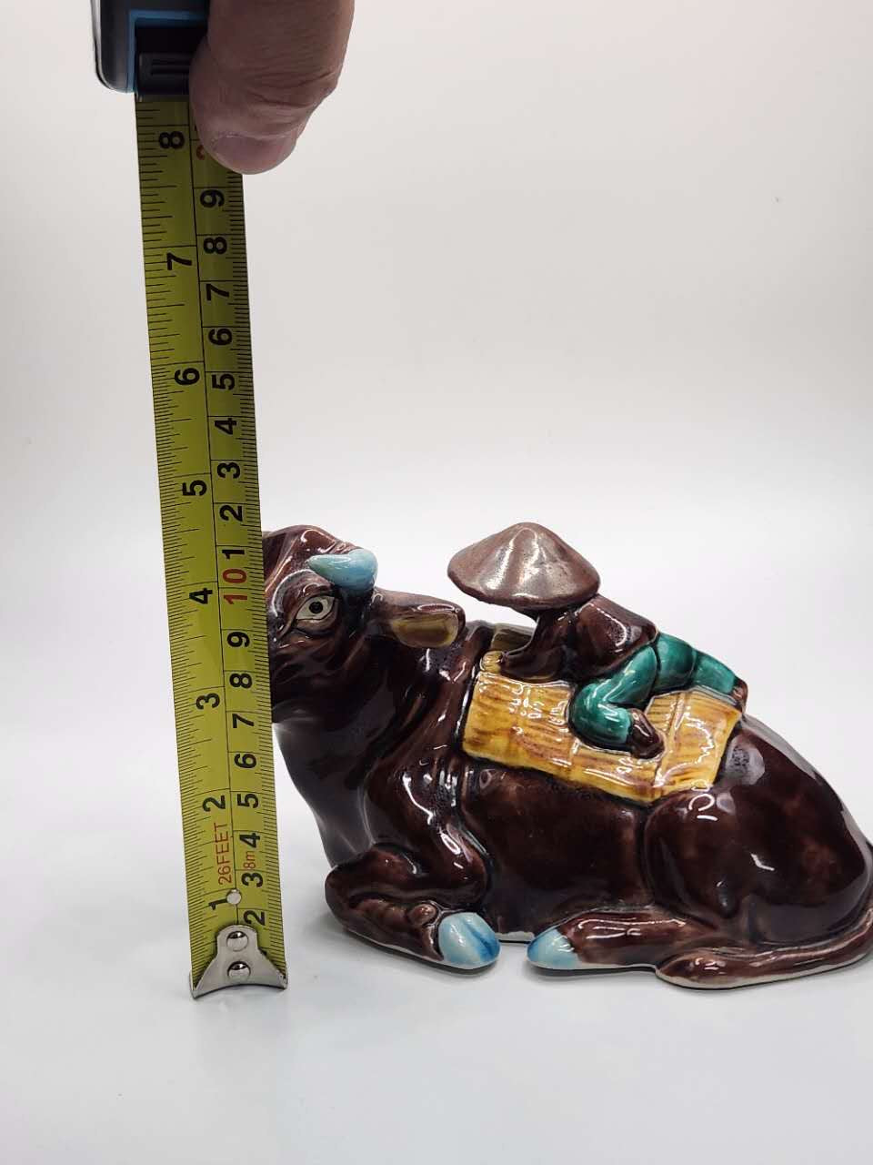 Hand-Painted Ceramic Ox Figurine · Pastoral Serenity