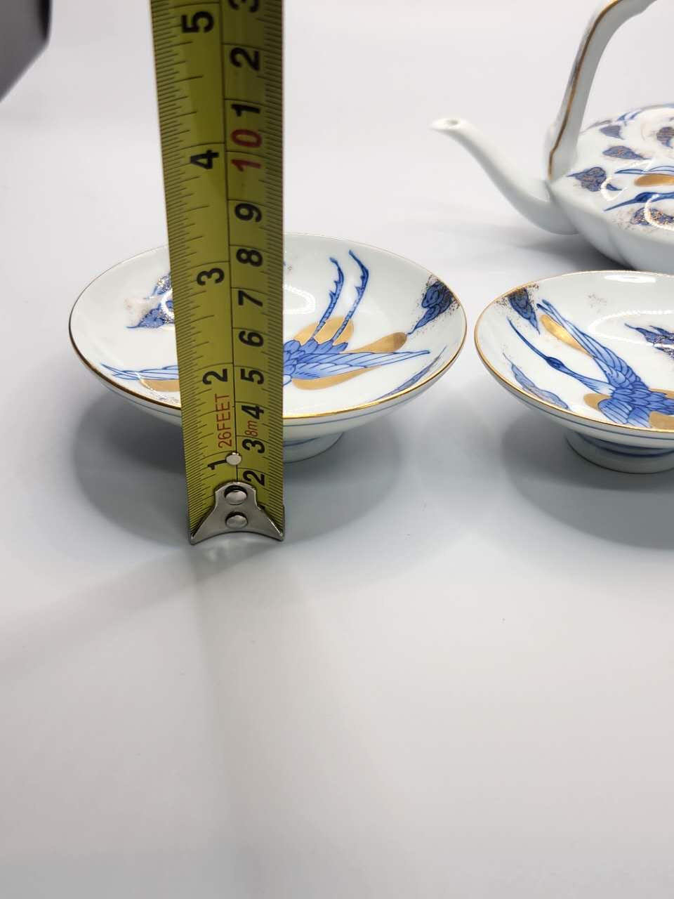 Hand-Painted Japanese Floral & Bird Tea Set ｜ Kyusu Teapot with Cups