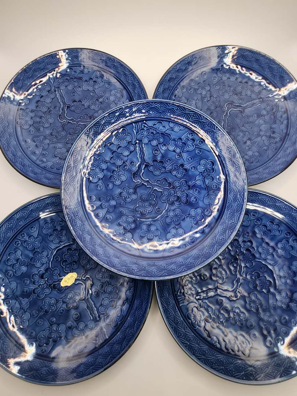 Handcrafted Indigo Blue Ceramic Plates Set