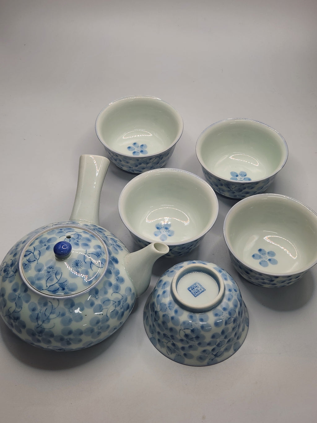 Japanese Blue & White Porcelain Tea Set｜1 Teapot, 5 Teacups