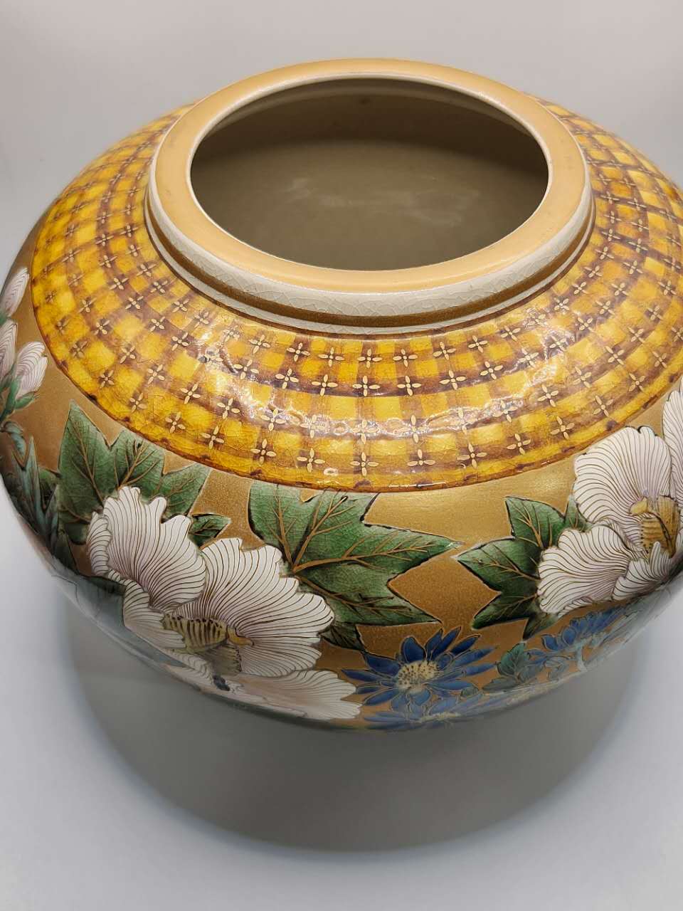 Japanese Hand-Painted Floral Ceramic Vase
