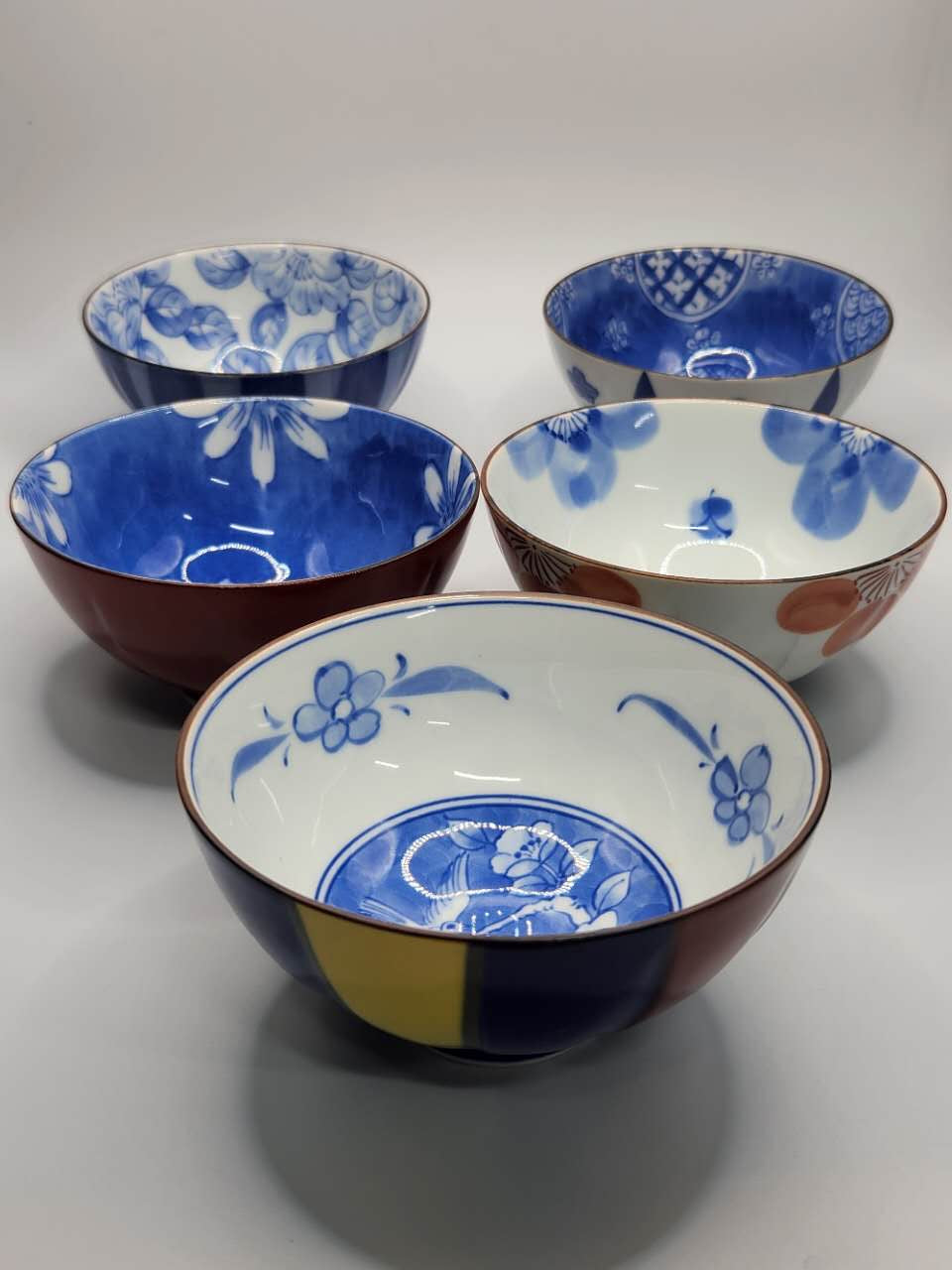Japanese Hand-Painted Porcelain Bowl Set
