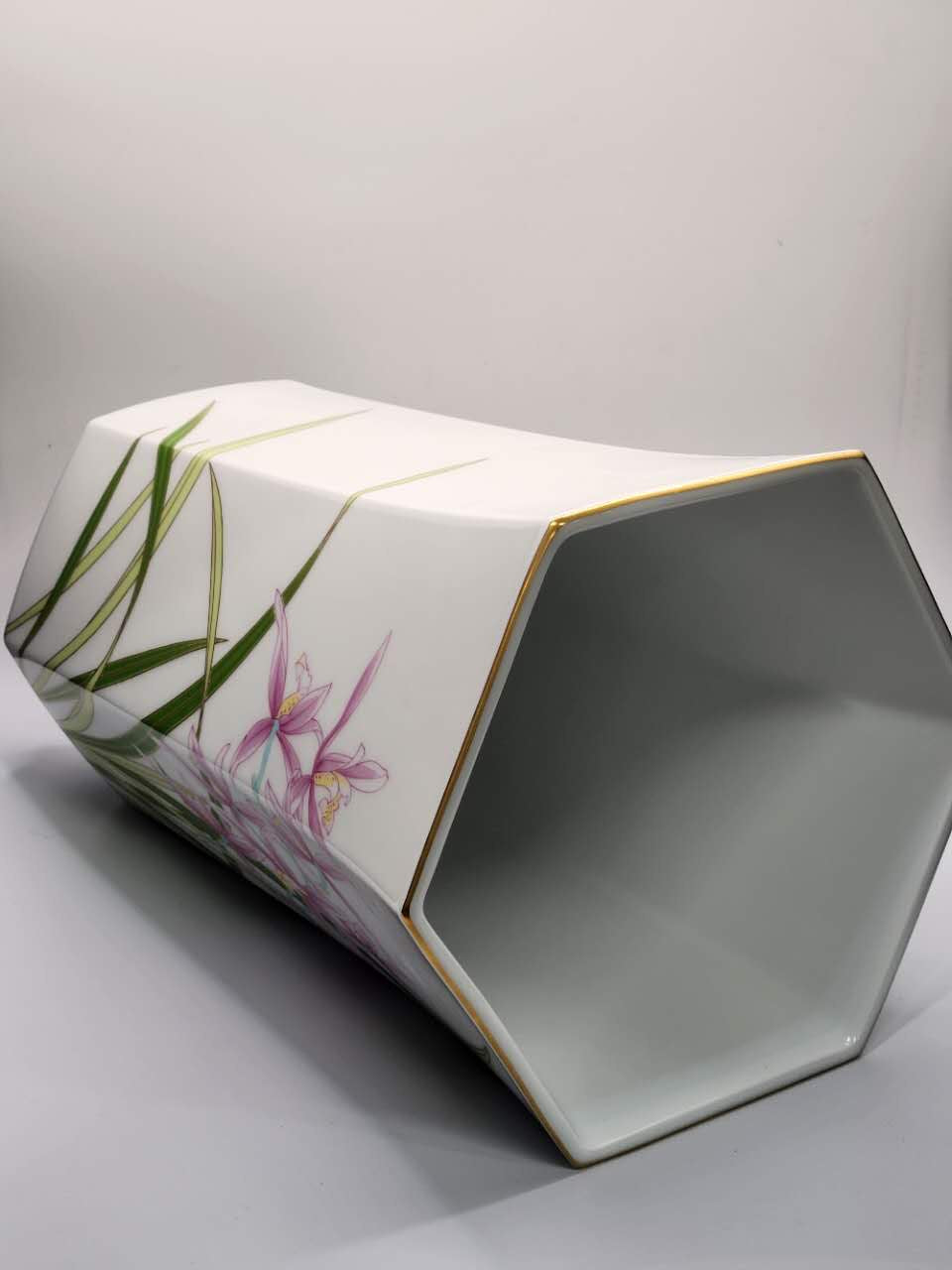 Hand-Painted Orchid Porcelain Vase | Elegant Oriental Décor