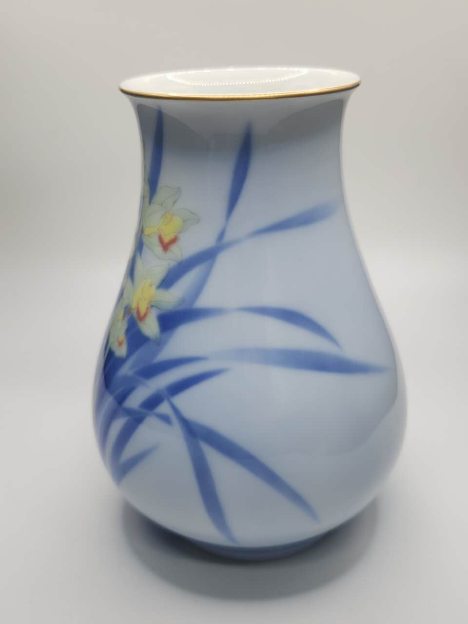Japanese Hand-Painted Iris Porcelain Vase