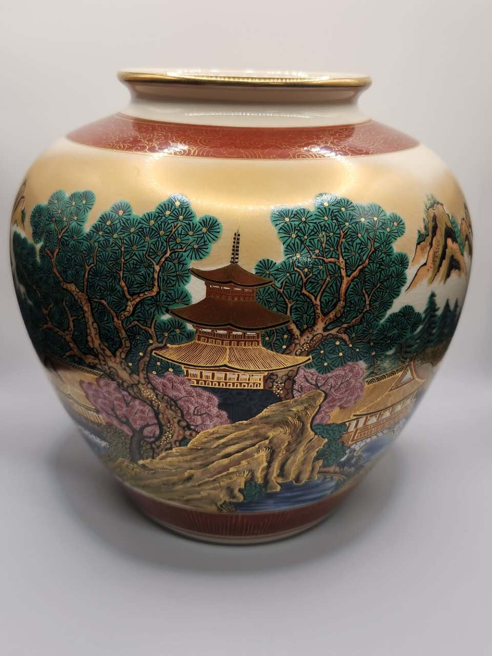 Hand-Painted Landscape Porcelain Vase