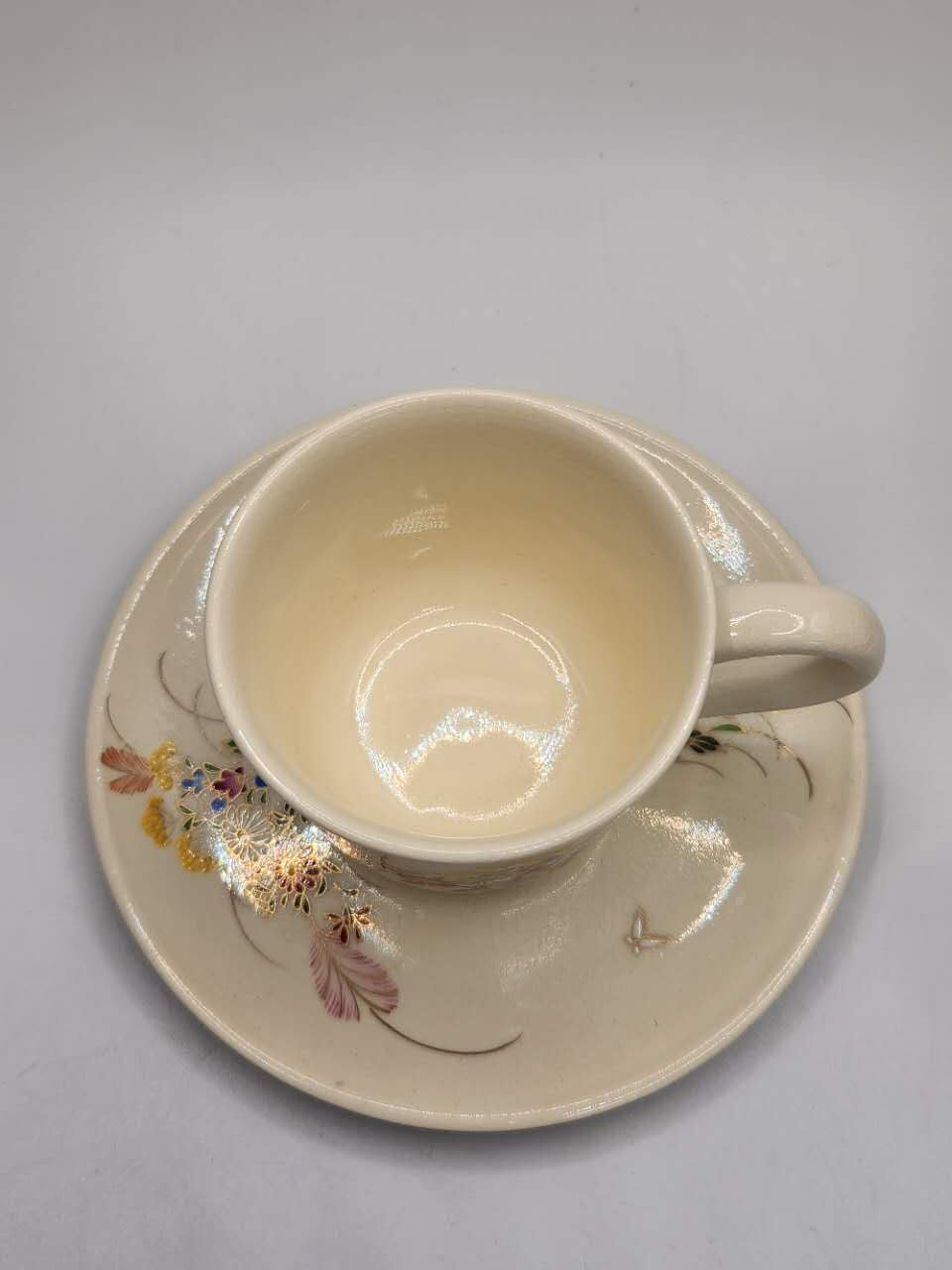 Vintage Floral Porcelain Coffee Cup & Saucer