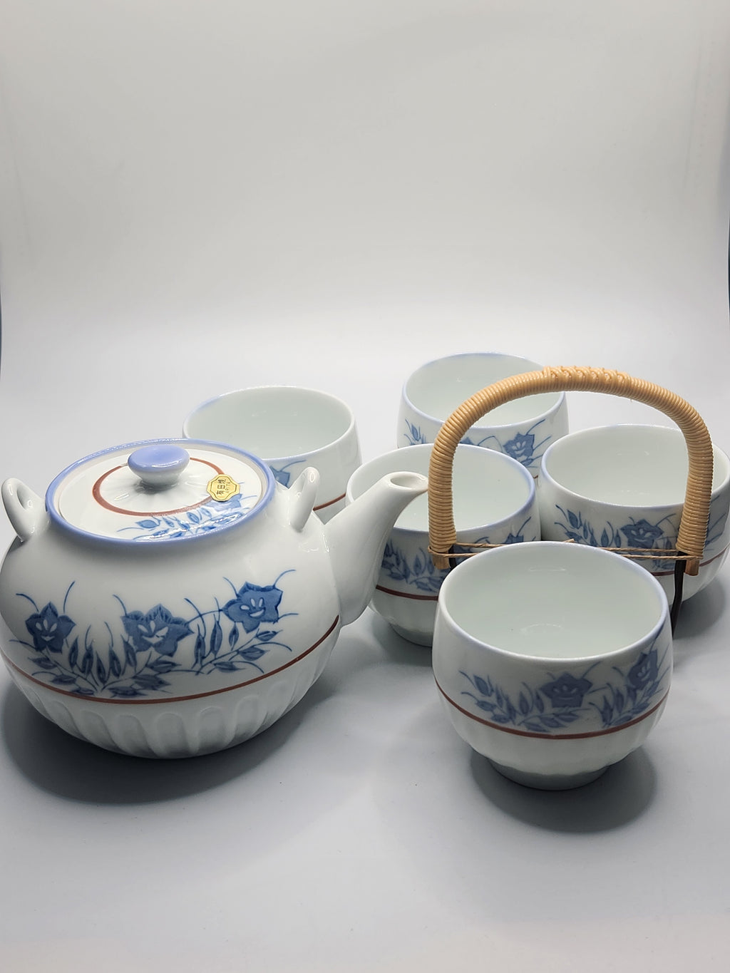 Arita Ware Blue & White Tea Set – Teapot with 5 Cups