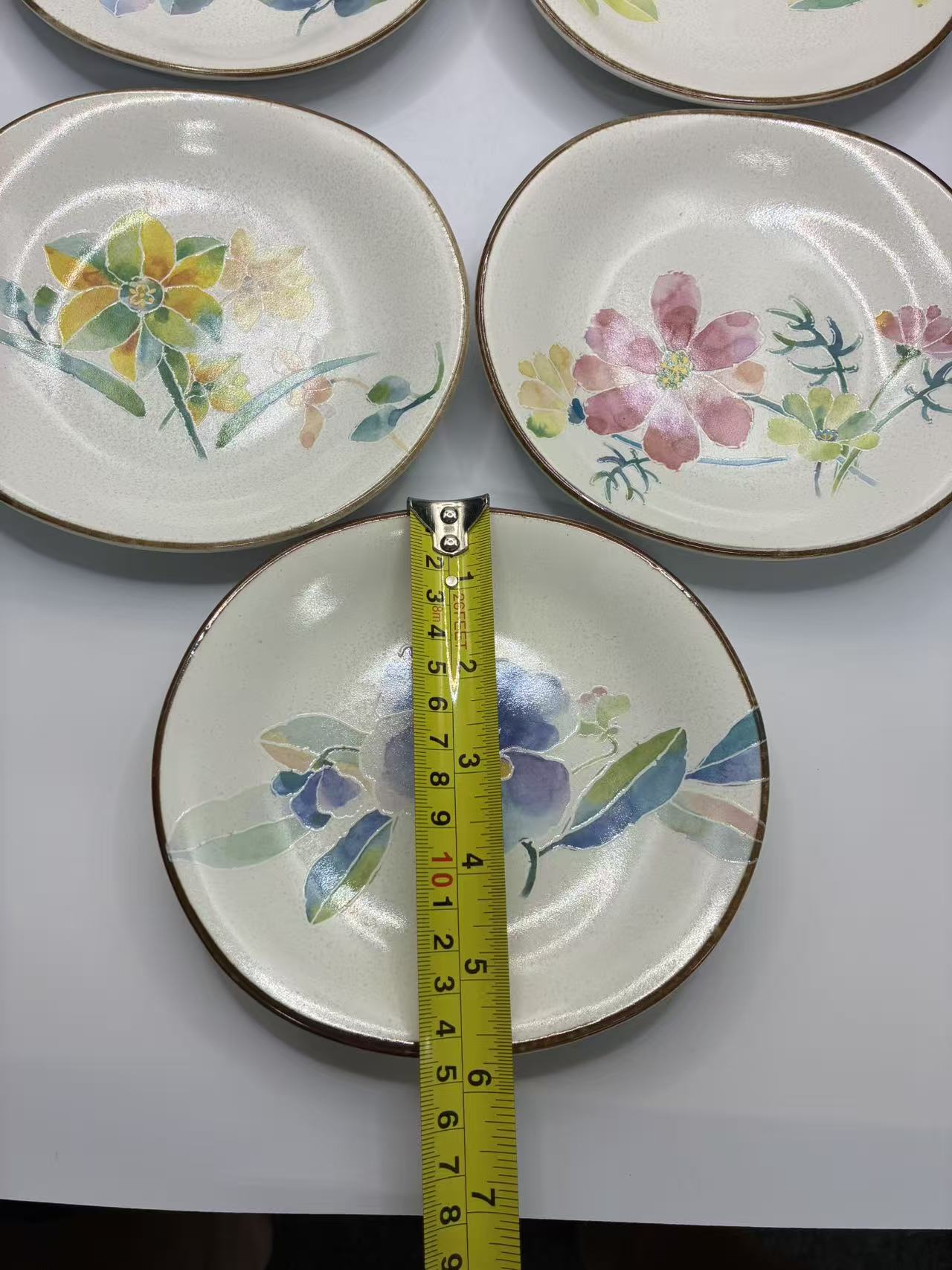 Japanese Mino Ware Ceramic Plates – Set of 5