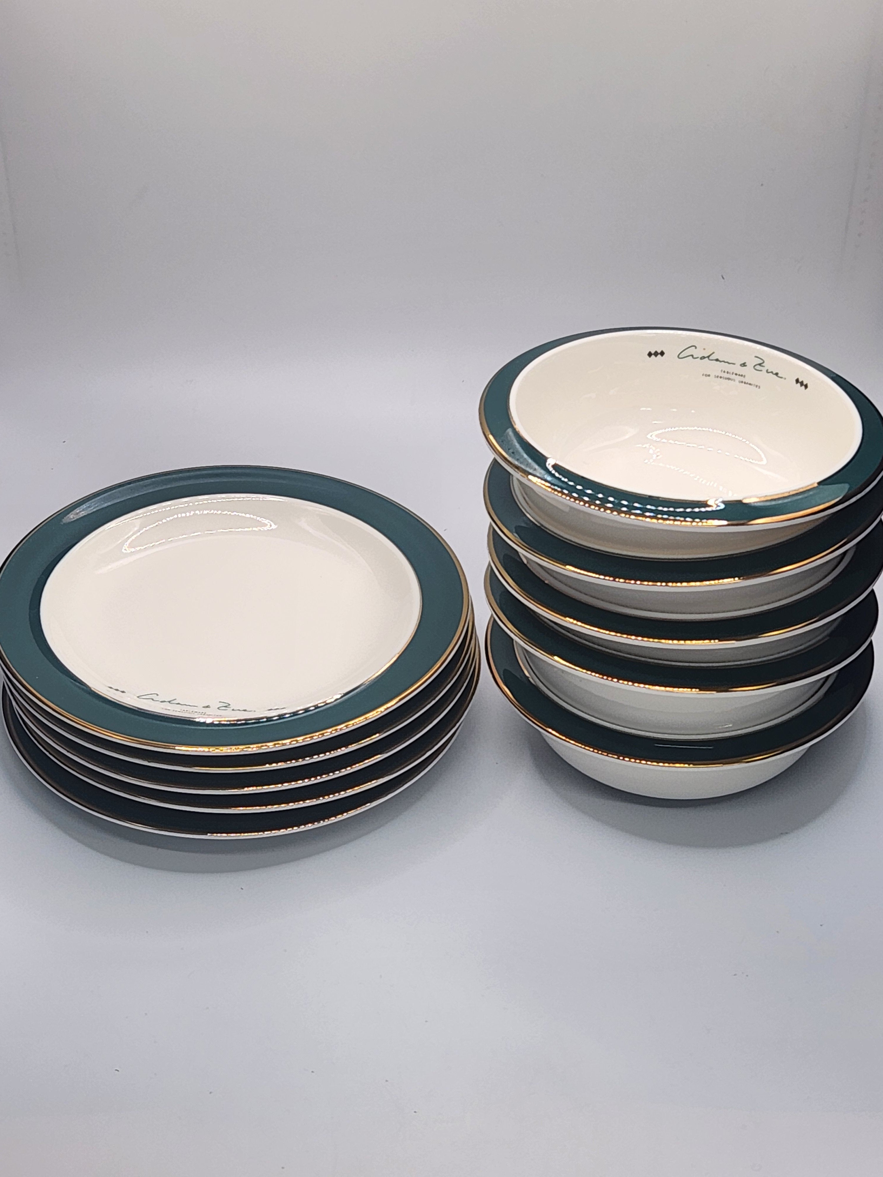 Emerald Rim Porcelain Tableware Set