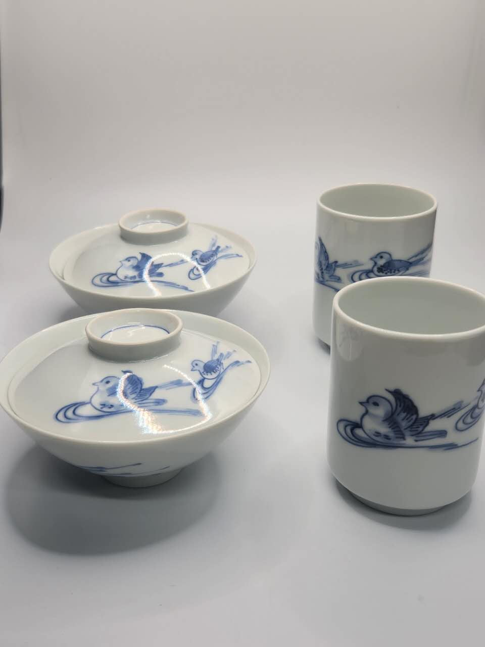 Blue & White Porcelain Gaiwan Tea Set