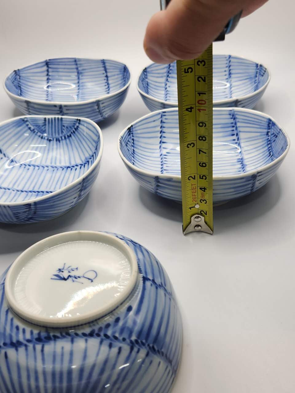 Blue & White Hand-Painted Ceramic Bowl Set