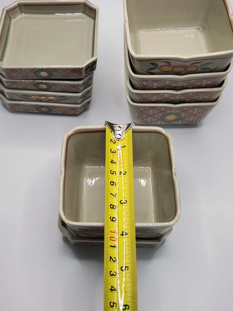 Japanese Vintage Square Ceramic Bowl Set