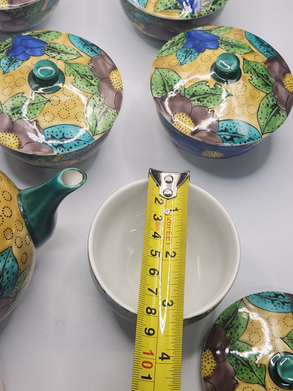 Kutani Ware Hand-Painted Floral Kyusu Tea Set | Teapot with Cups