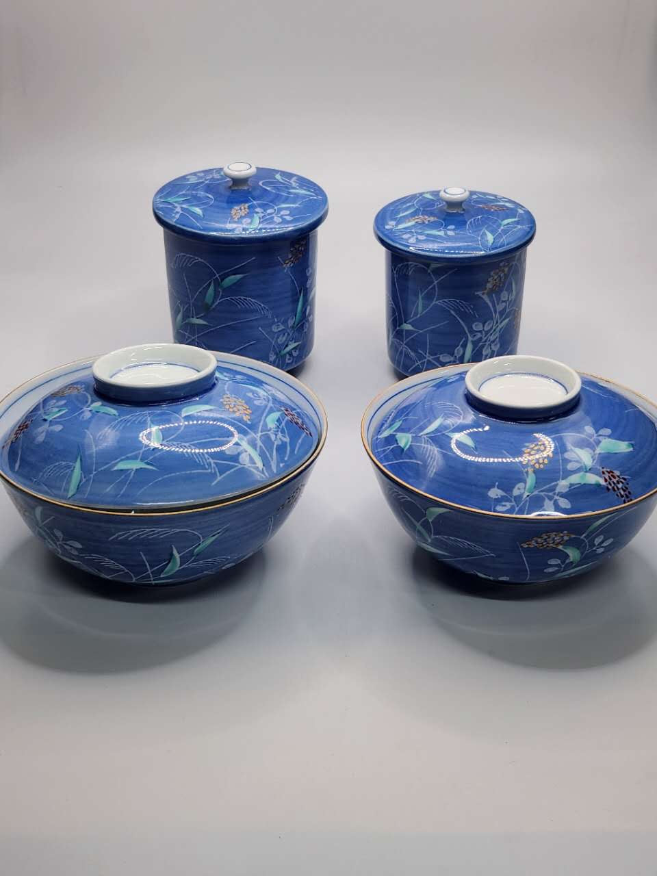 Japanese Blue Patterned Gaiwan & Tea Cup Set