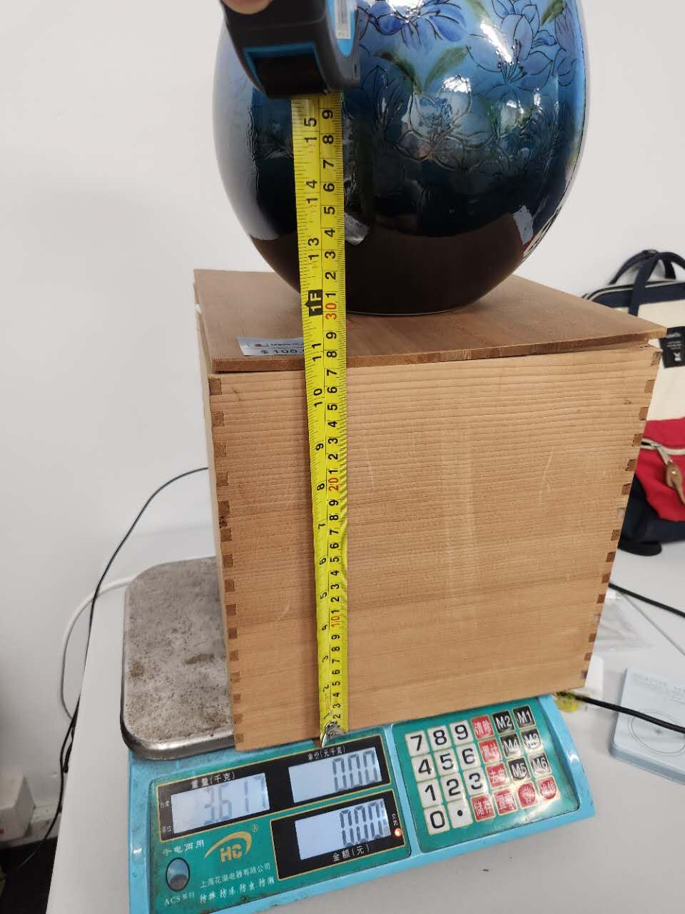 Gilded Blue Floral Handcrafted Ceramic Vase