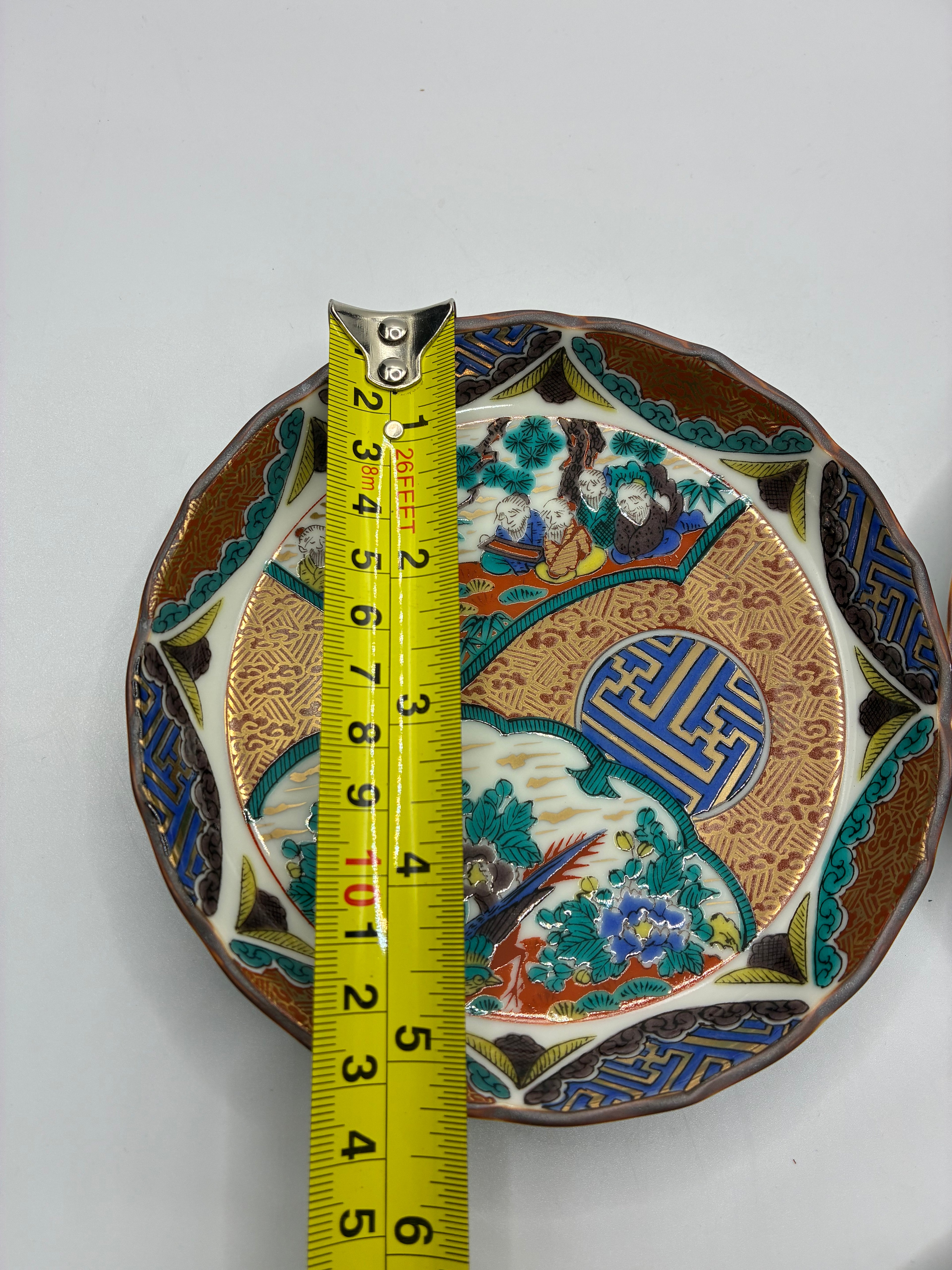 Hand-Painted Ceramic Plate Set (5-Piece) – Traditional Japanese Art Plates