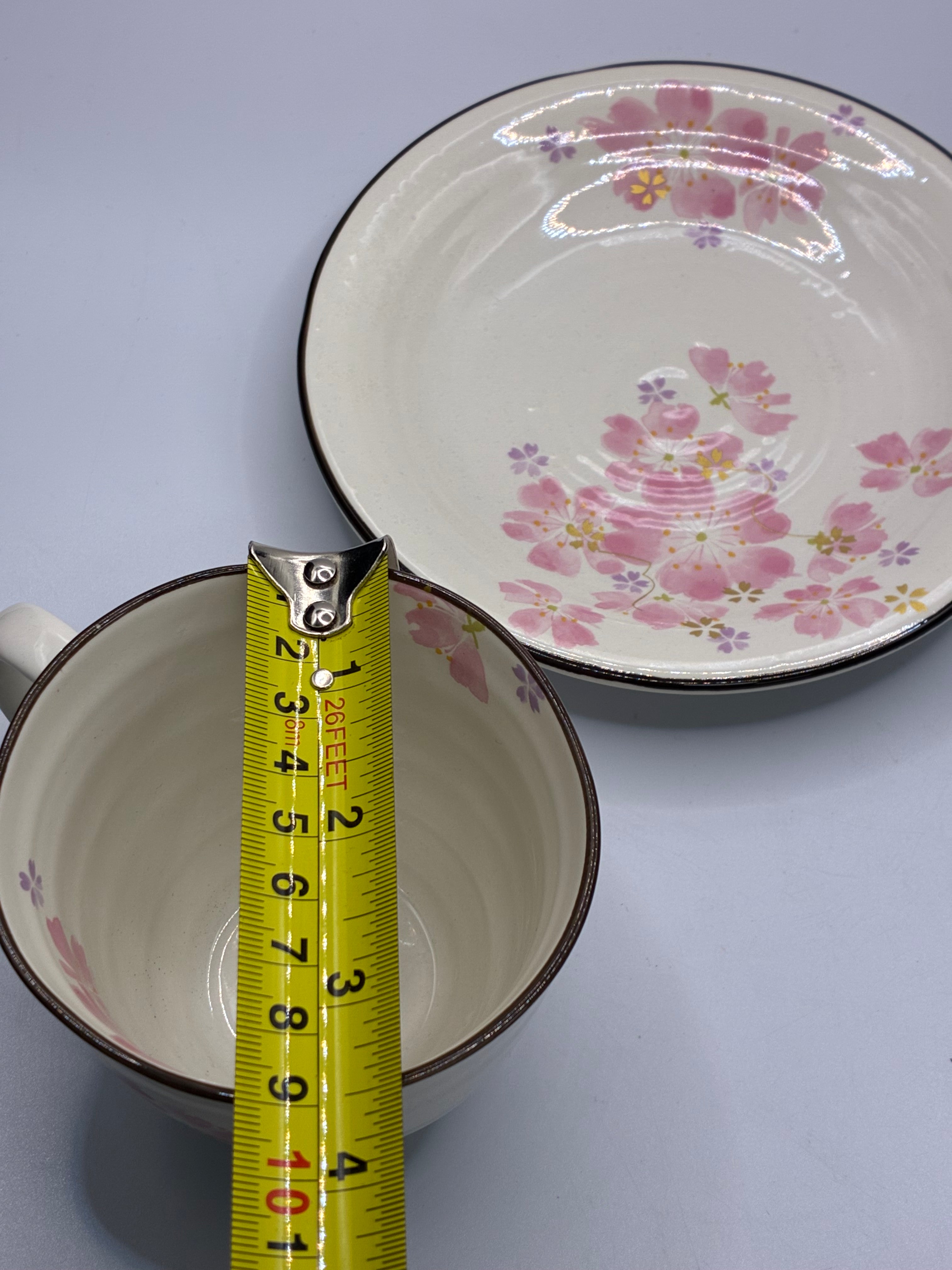 Japanese Sakura Ceramic Cup & Saucer Set – Floral Tea & Coffee Cup