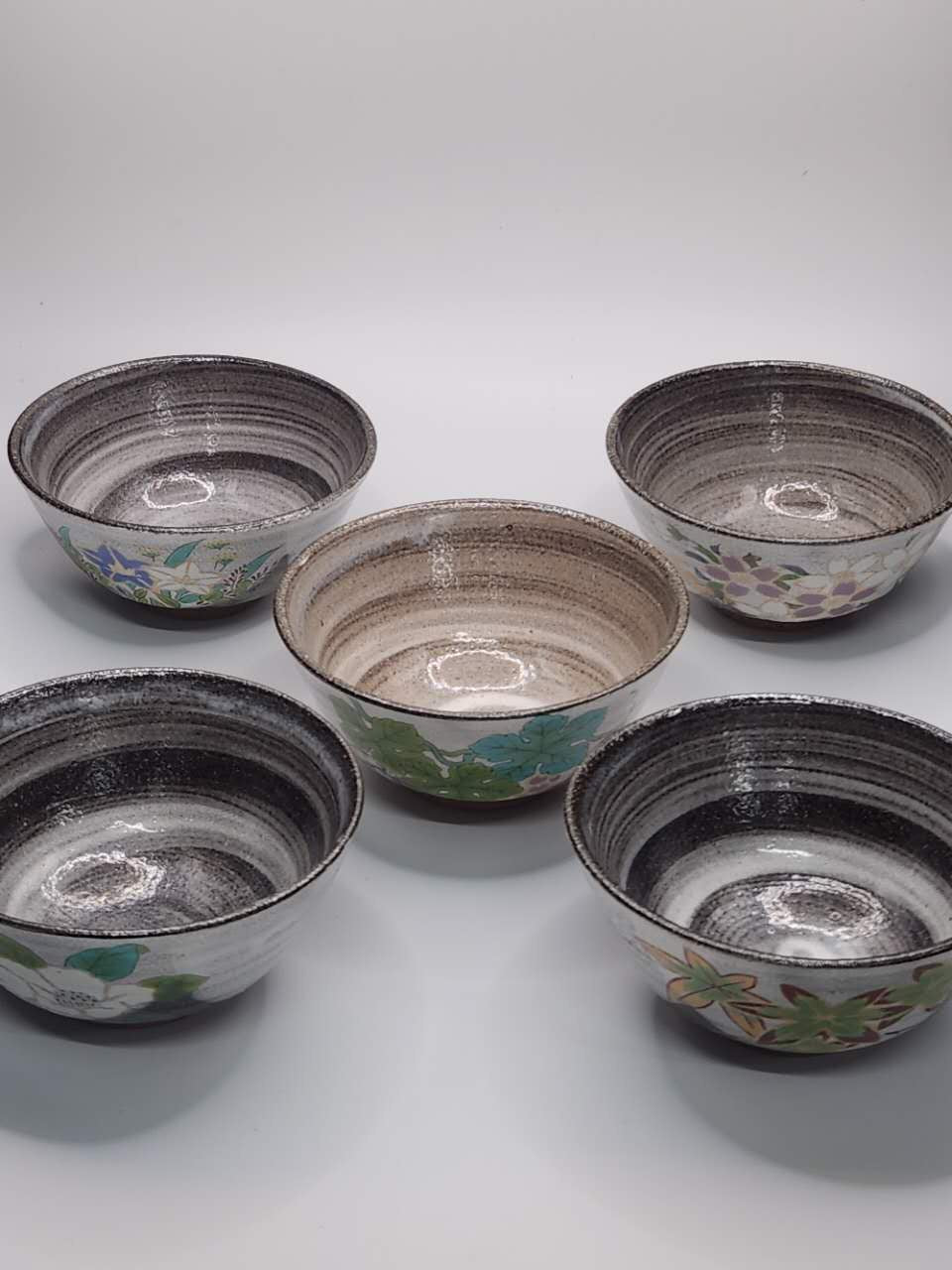 Japanese Hand-Painted Ceramic Bowl Set