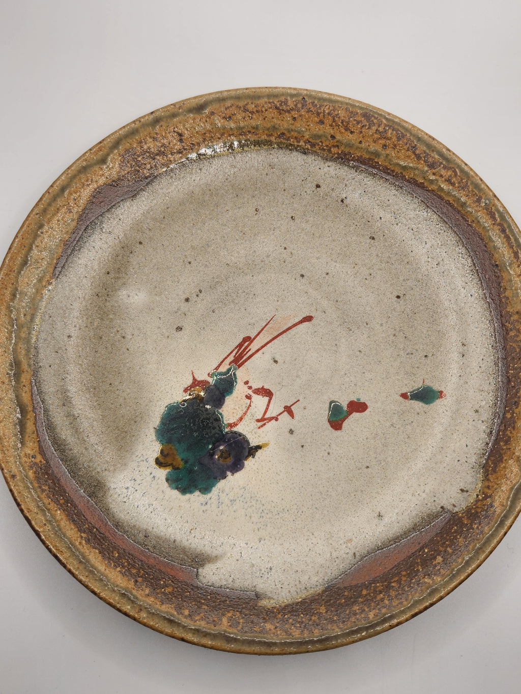 Japanese Handcrafted Stoneware Plate｜Abstract Brushwork Glaze