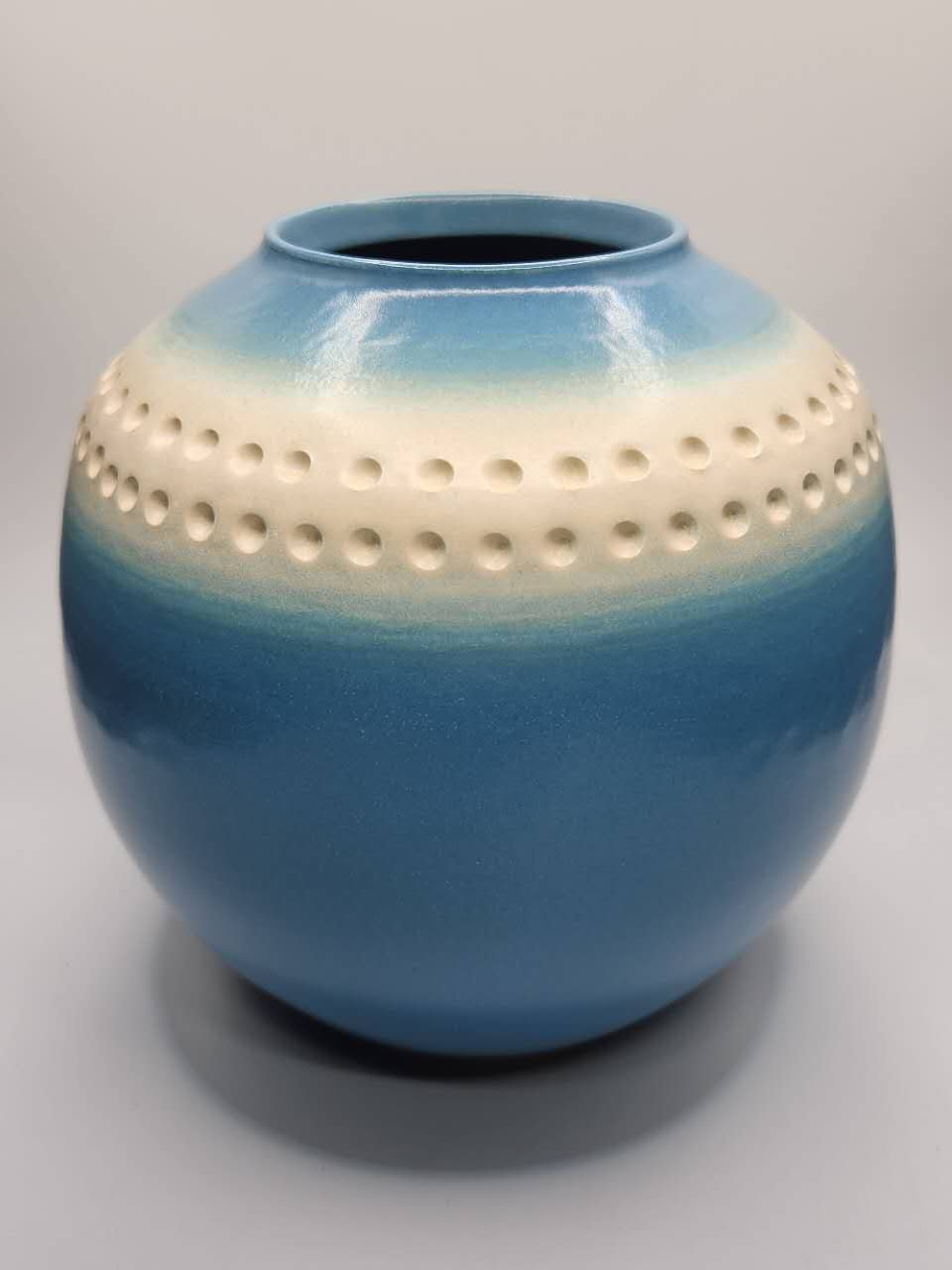 Azure Beaded Ceramic Vase