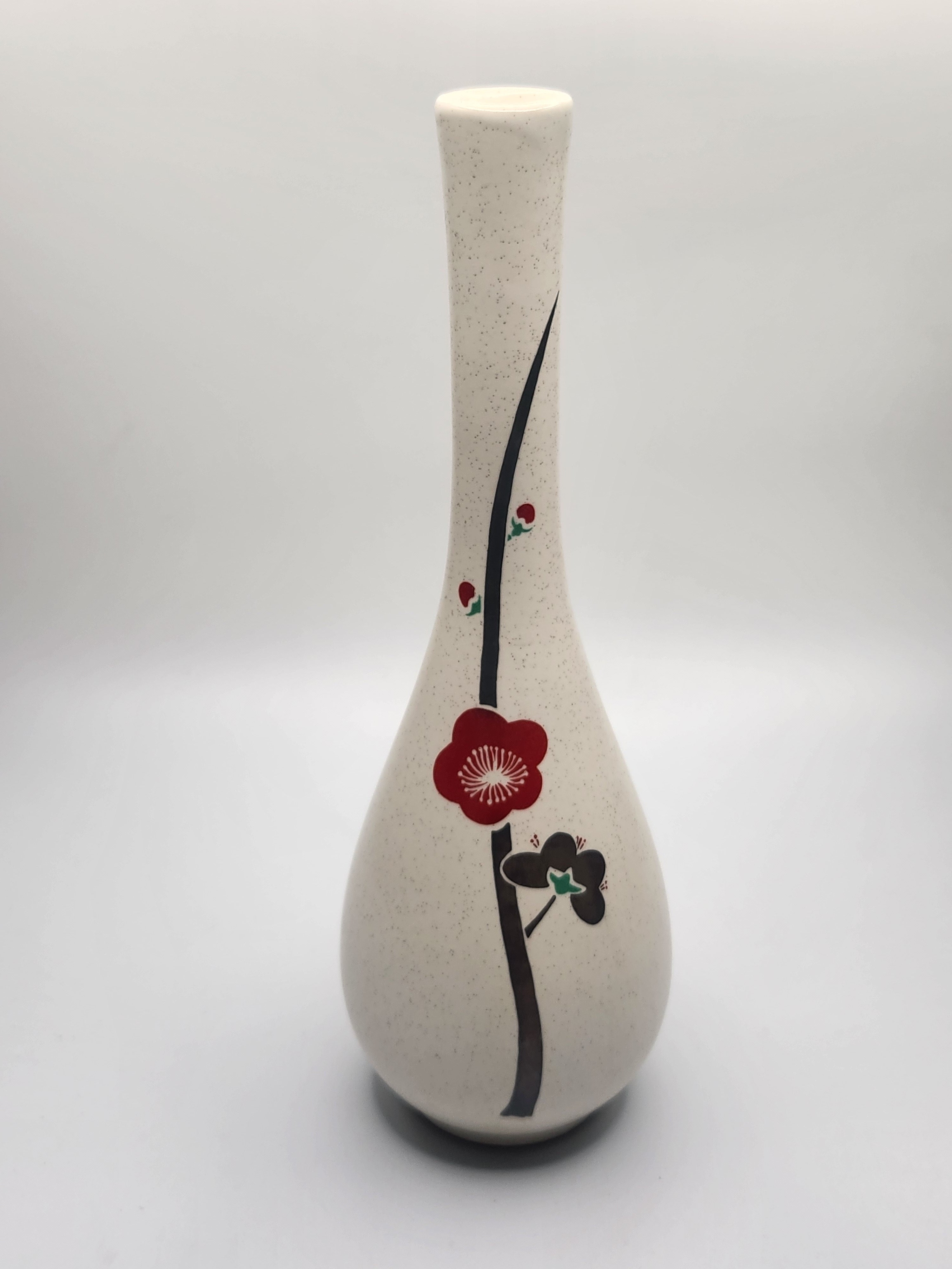 Japanese Hand-Painted Plum Blossom Ceramic Vase