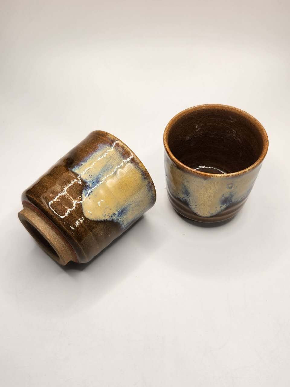 Handcrafted Stoneware Tea Cup Set (Pair)