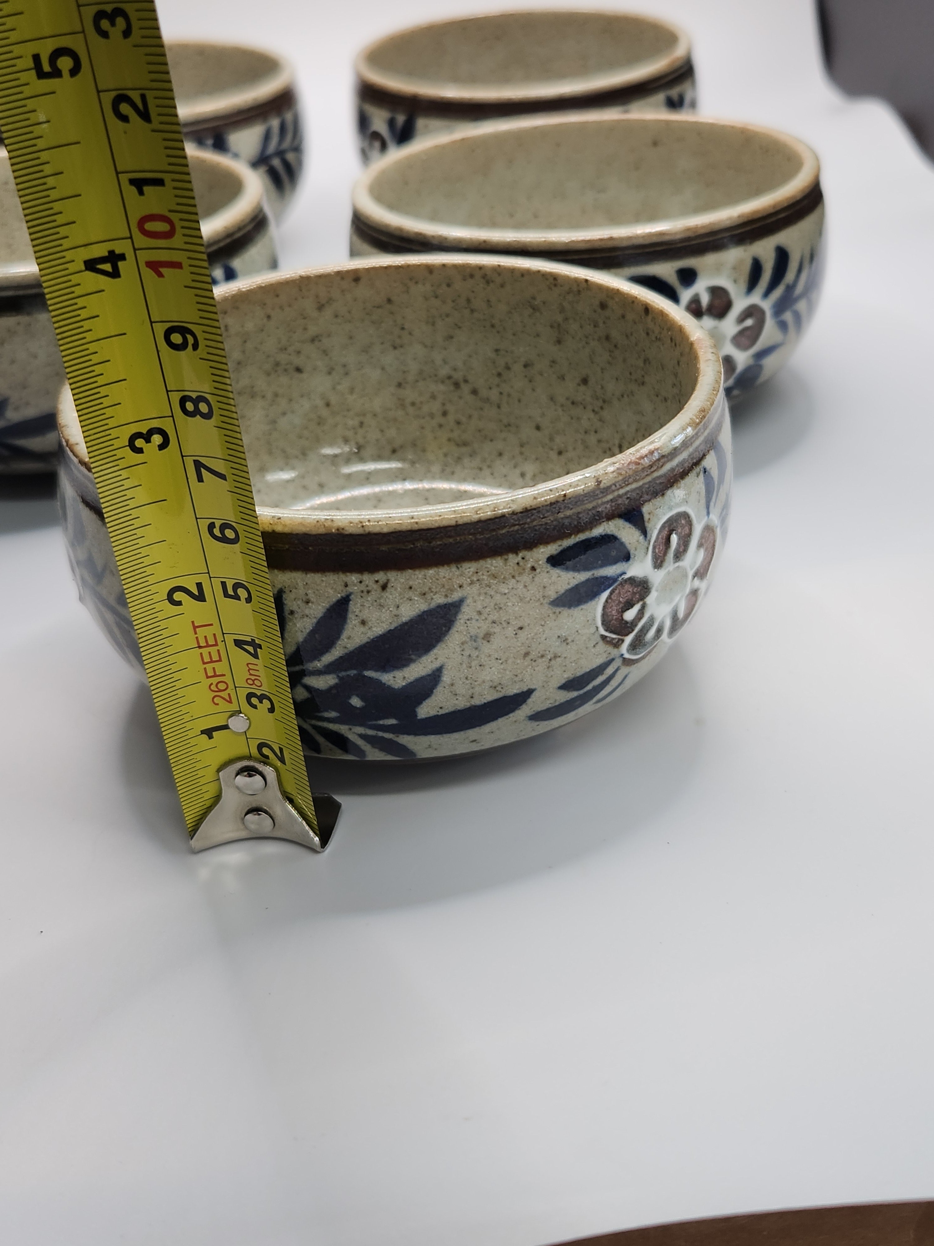 Japanese Blue & White Ceramic Bowl Set (Set of 5)