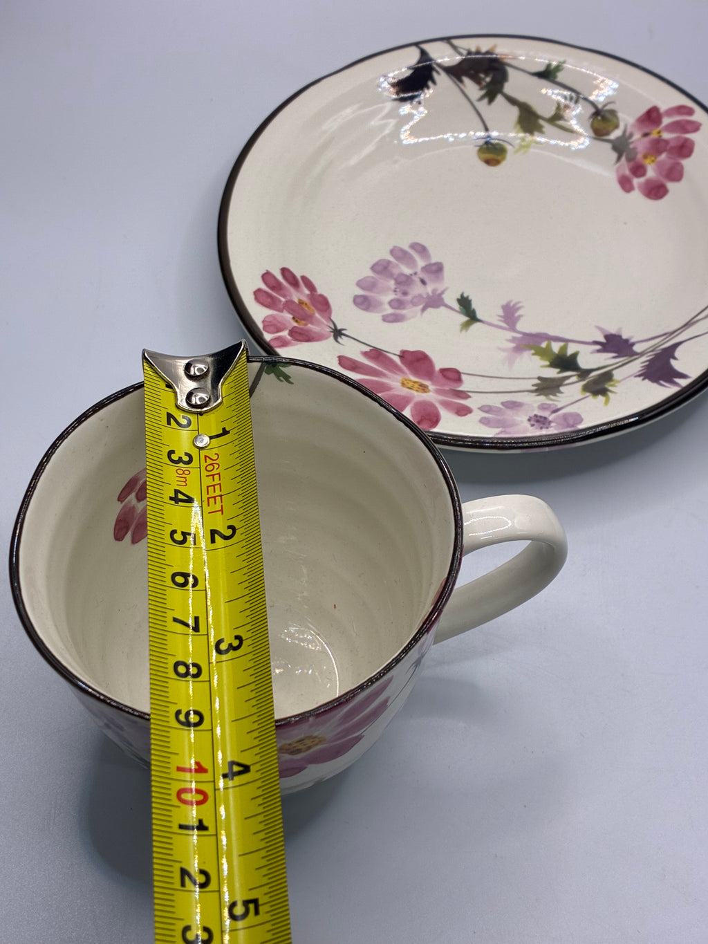 Japanese Floral Ceramic Cup & Saucer Set – Elegant Tea & Coffee Cup