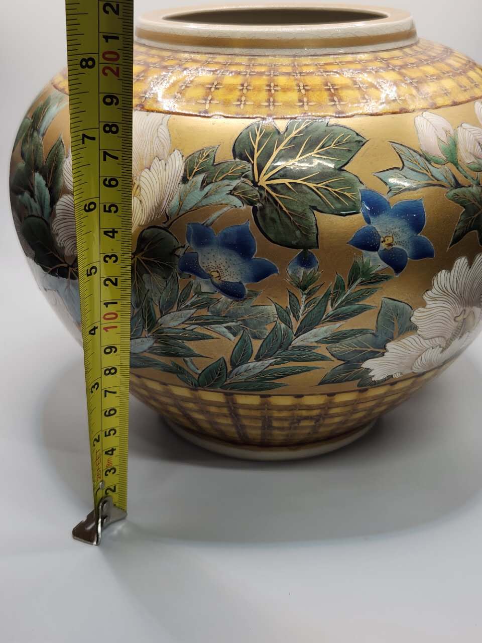 Japanese Hand-Painted Floral Ceramic Vase