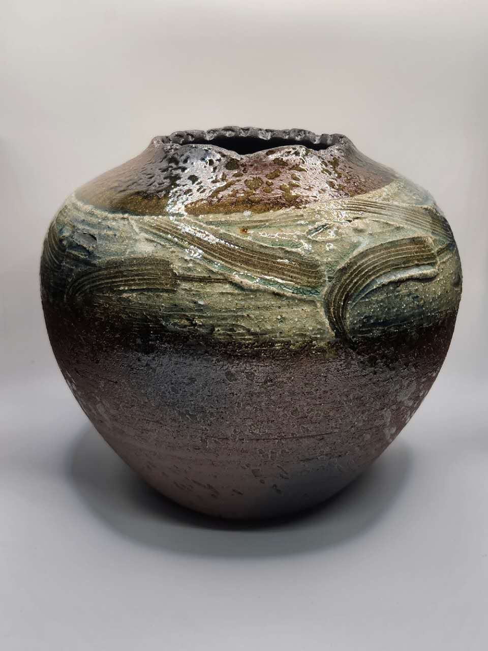 Handcrafted Ash-Glazed Ceramic Vase