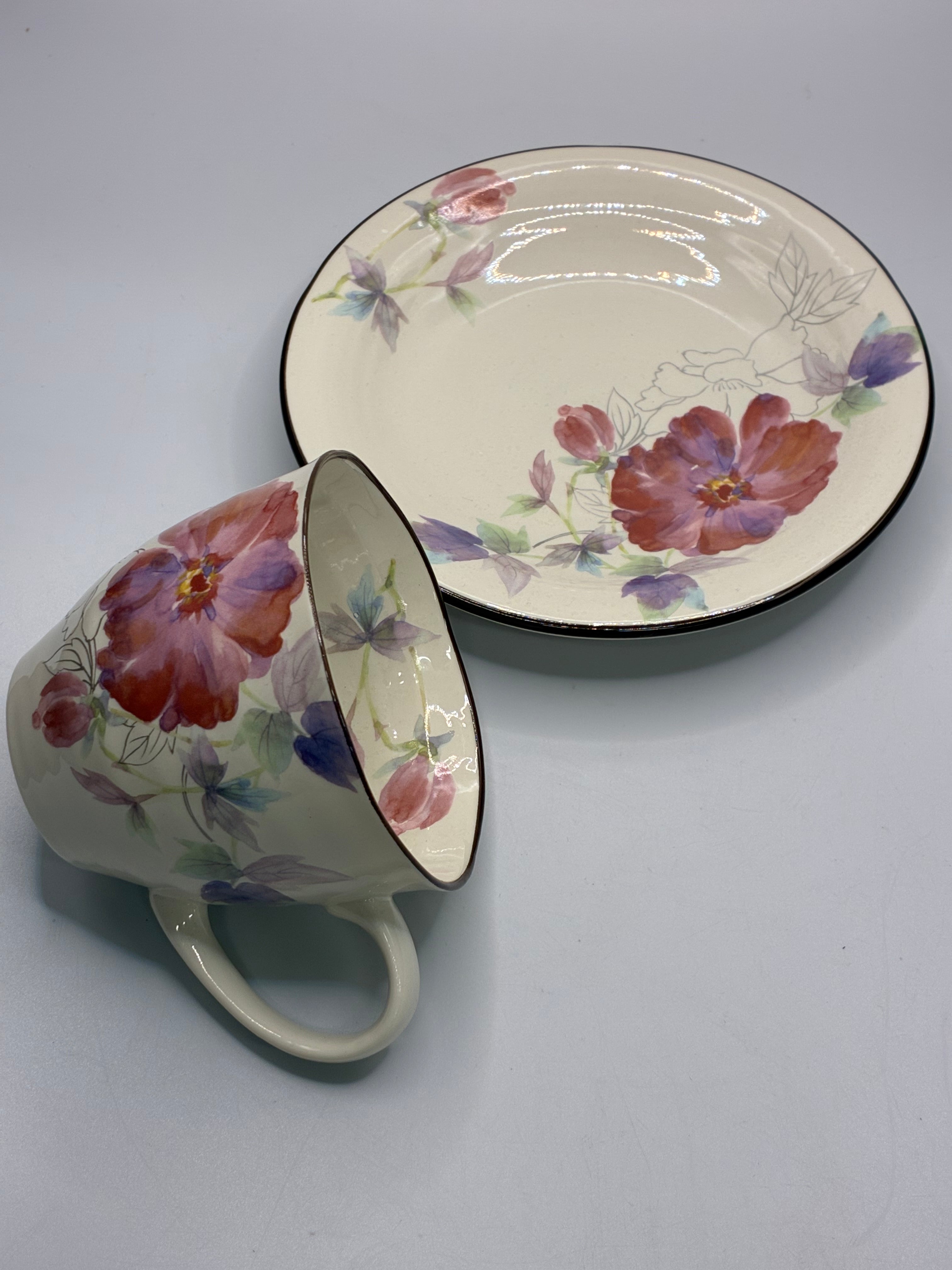 Floral Ceramic Cup & Saucer Set – Elegant Japanese Style Tea & Coffee Set
