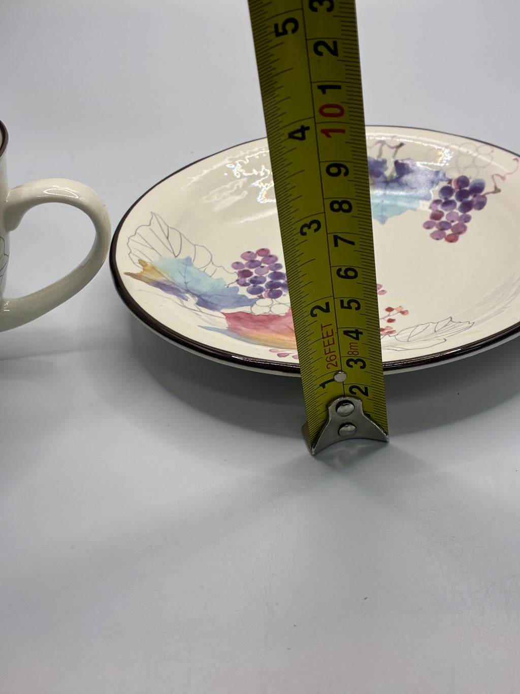 Japanese Colorful Leaf Ceramic Cup & Saucer Set – Artistic Floral & Fruit Design
