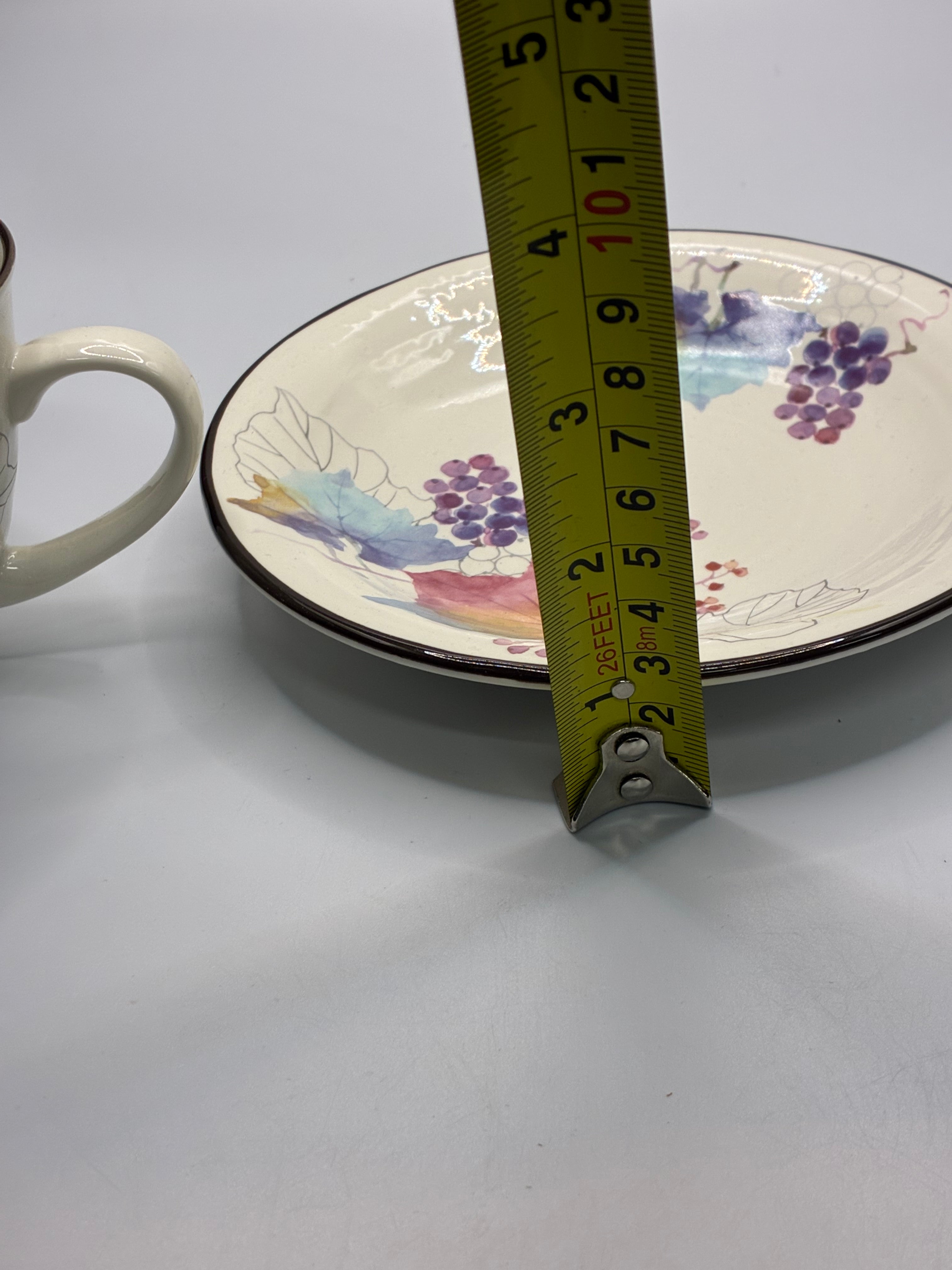 Japanese Colorful Leaf Ceramic Cup & Saucer Set – Artistic Floral & Fruit Design