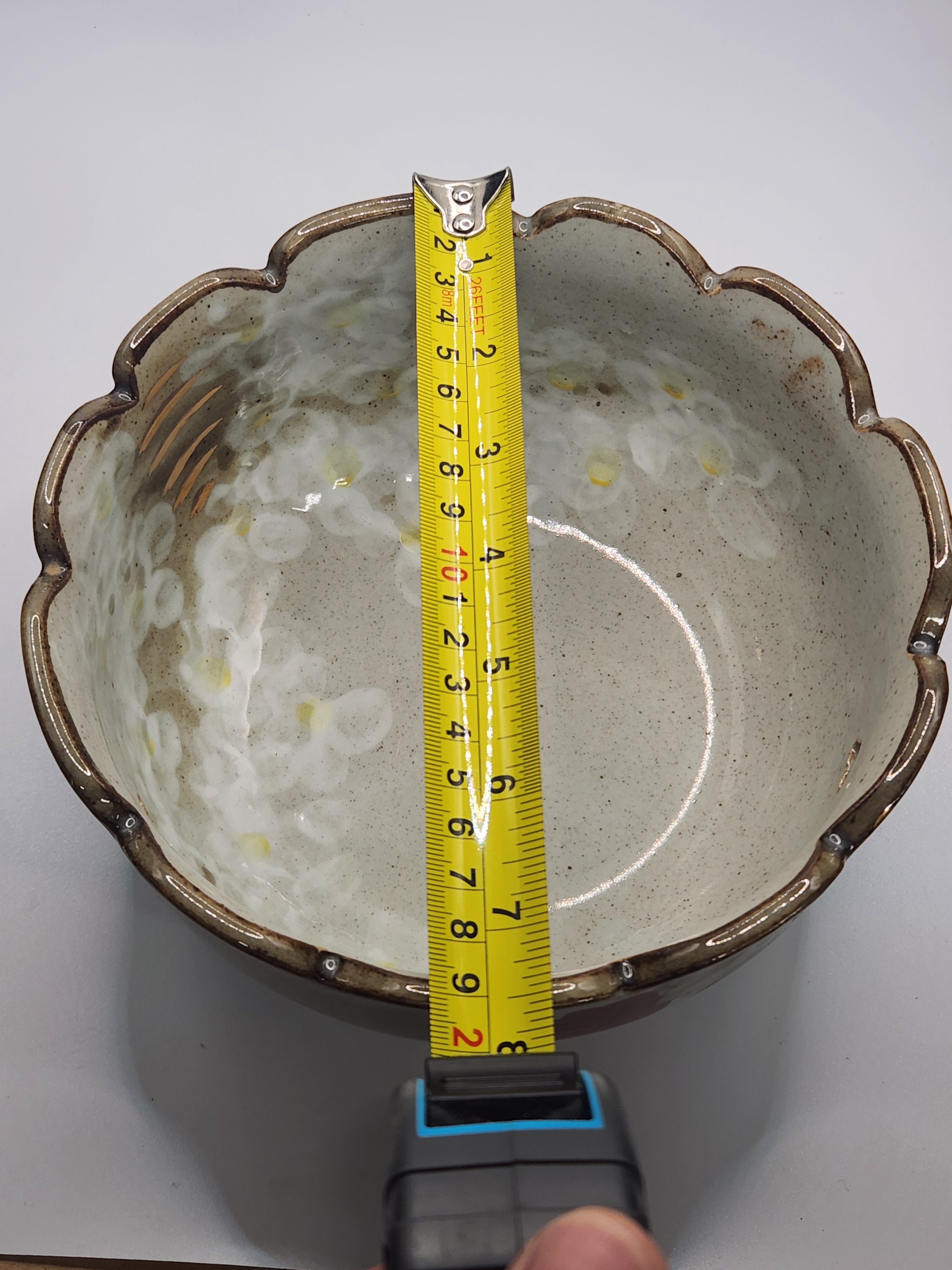 Kutani Ware Hand-Painted Floral Bowl with Gilded Rim
