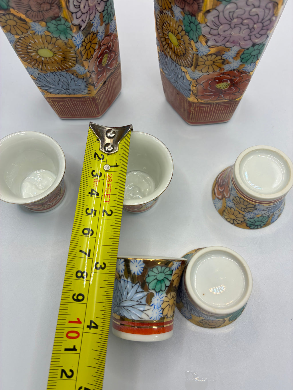 Kutani Ware Phoenix Singing Teapot Set | Hand-Painted “Hundred Flowers” Design | 2 Teapots & 5 Cups